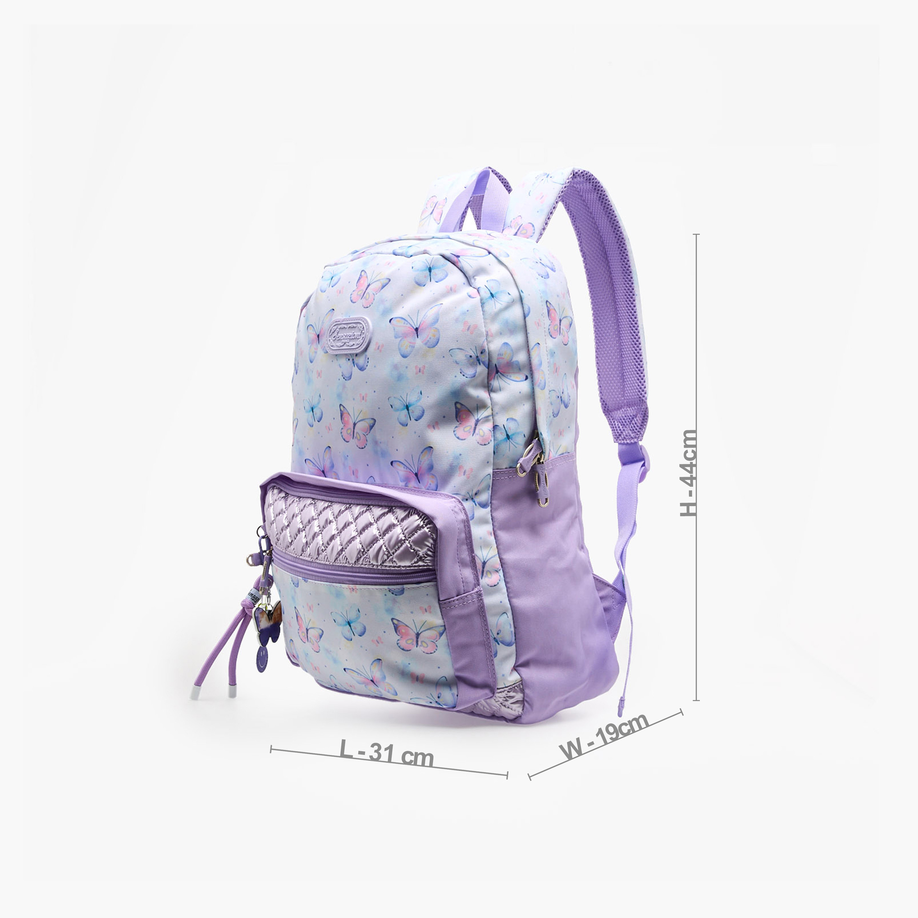 Sensazioni Butterfly Print Backpack for Girls 8-13 Years with Water Bottle Pocket - 18 inches-school-bagsandbackpacks-backpacks-image-6