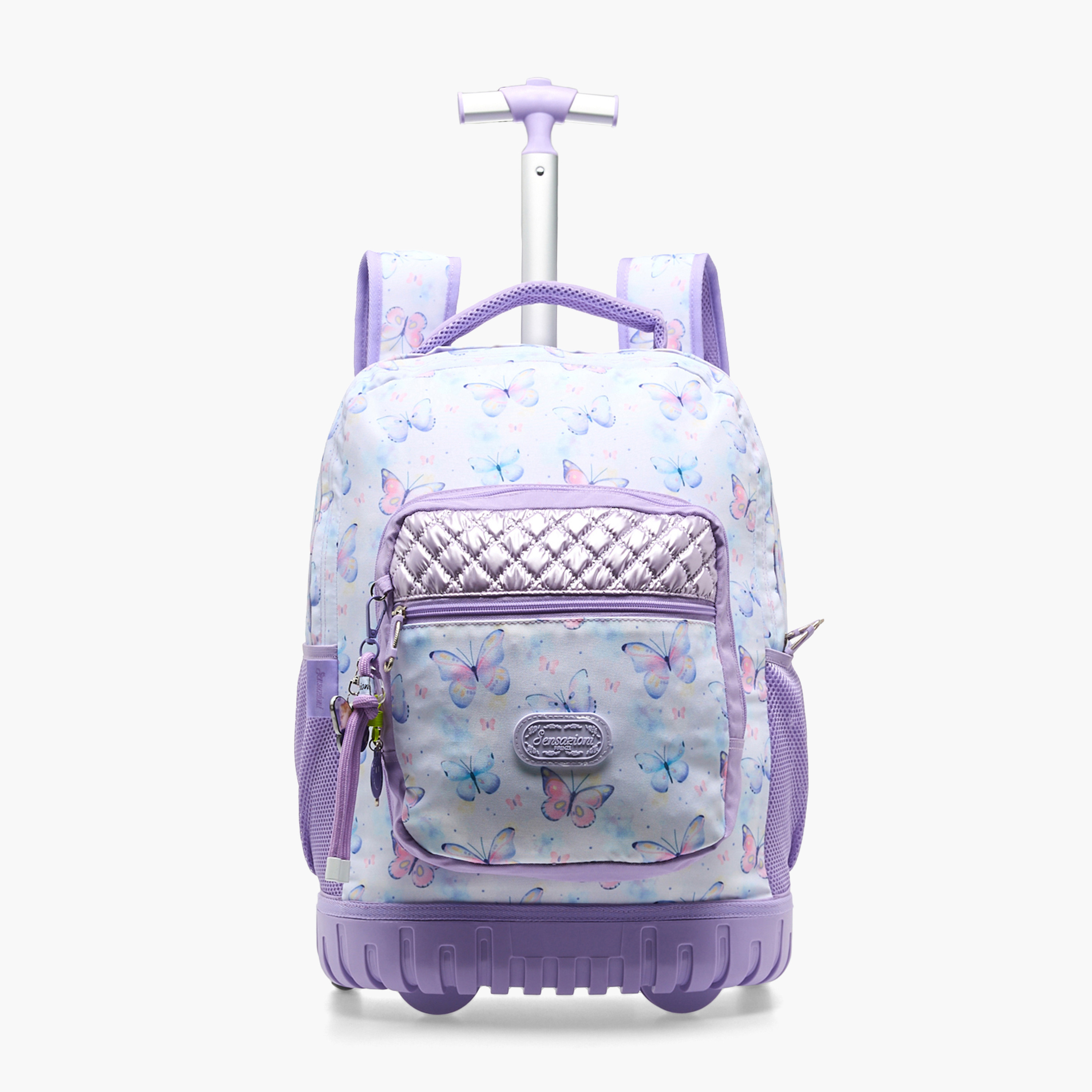 Sensazioni Butterfly Print Trolley Bag for Girls 8-13 Years with Adjustable Straps - 19 inches-school-bagsandbackpacks-trolleybags-image-1