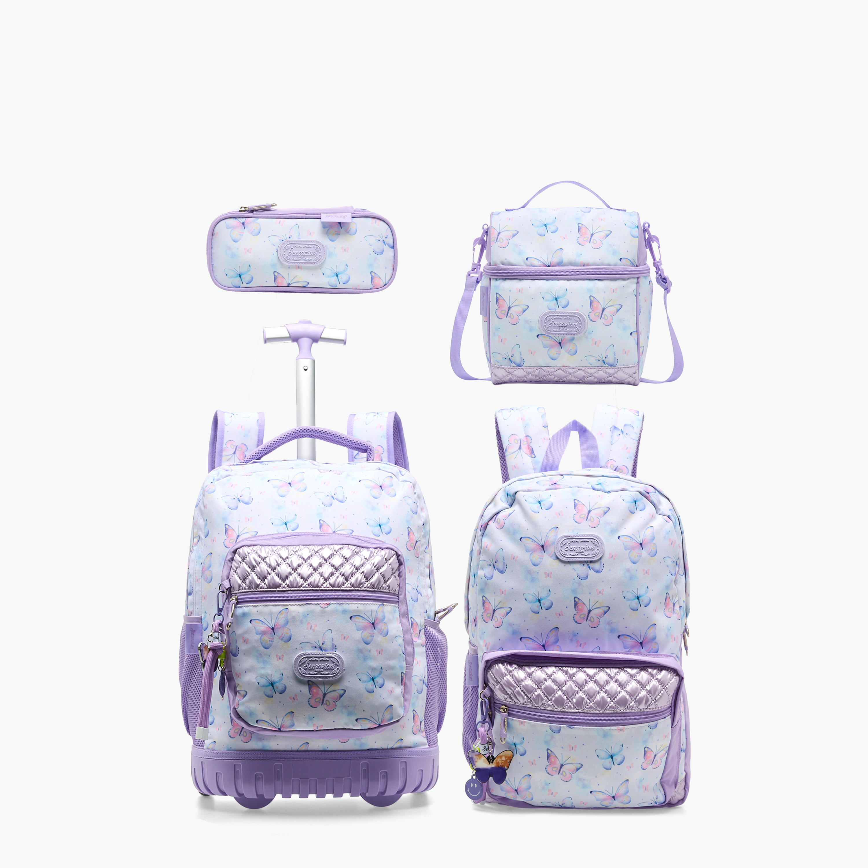 Sensazioni Butterfly Print Trolley Bag for Girls 8-13 Years with Adjustable Straps - 19 inches-school-bagsandbackpacks-trolleybags-image-12
