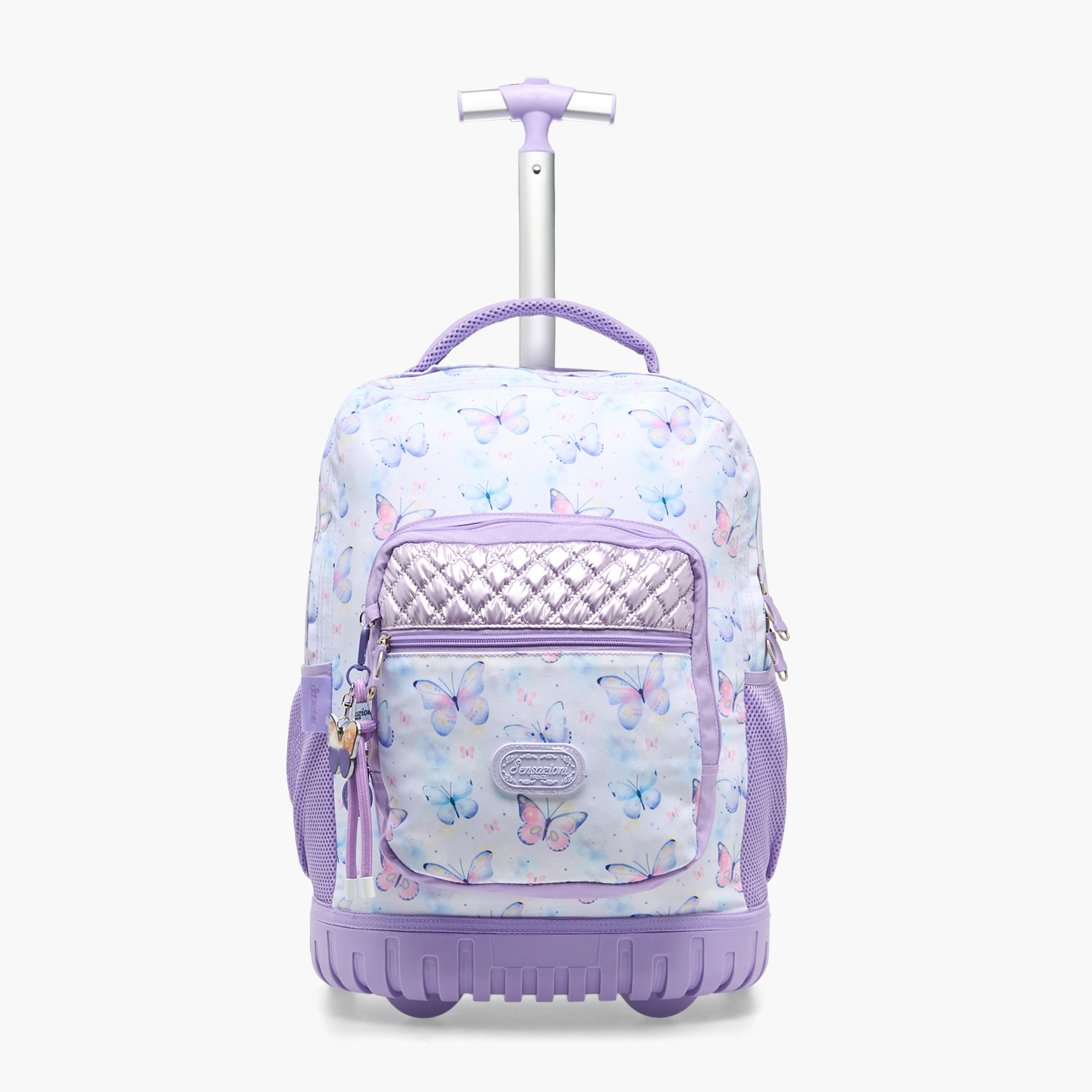 Sensazioni Butterfly Print Trolley Bag for Girls 8-13 Years with Adjustable Straps - 19 inches-school-bagsandbackpacks-trolleybags-image-4