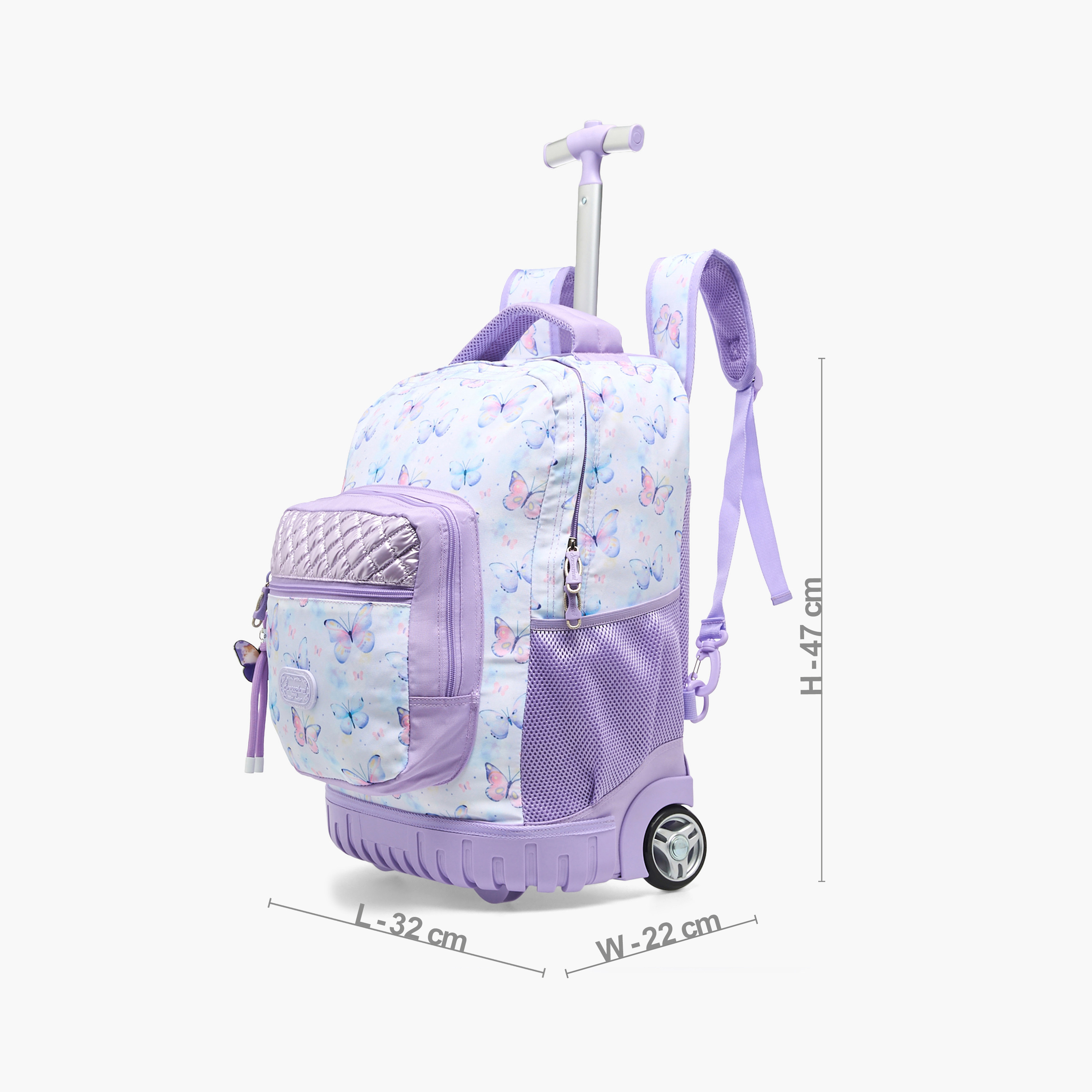 Sensazioni Butterfly Print Trolley Bag for Girls 8-13 Years with Adjustable Straps - 19 inches-school-bagsandbackpacks-trolleybags-image-7