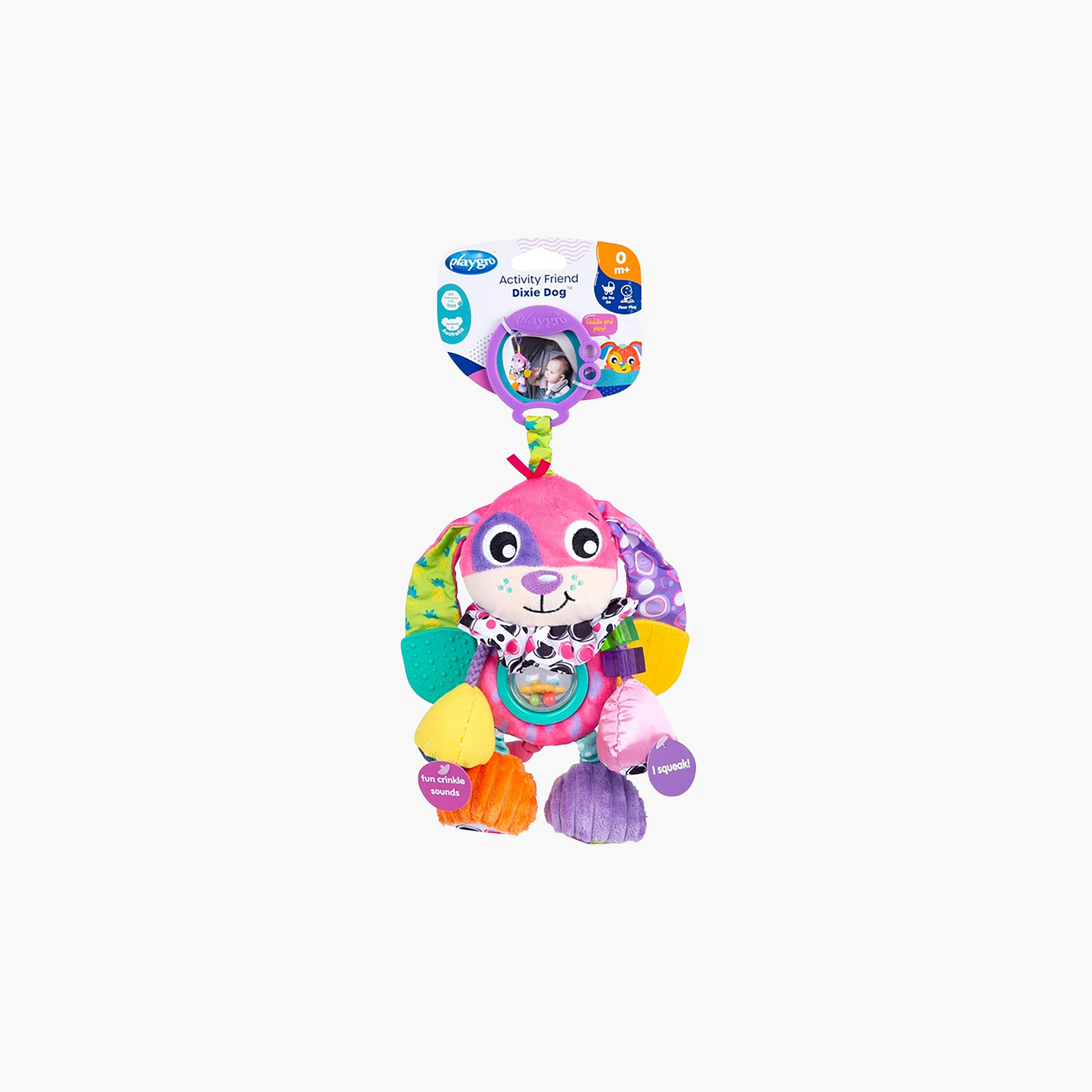 Playgro Activity Friend Dixie Dog Travel Accessory with Clip-baby-gear-travelaccessories-image-2
