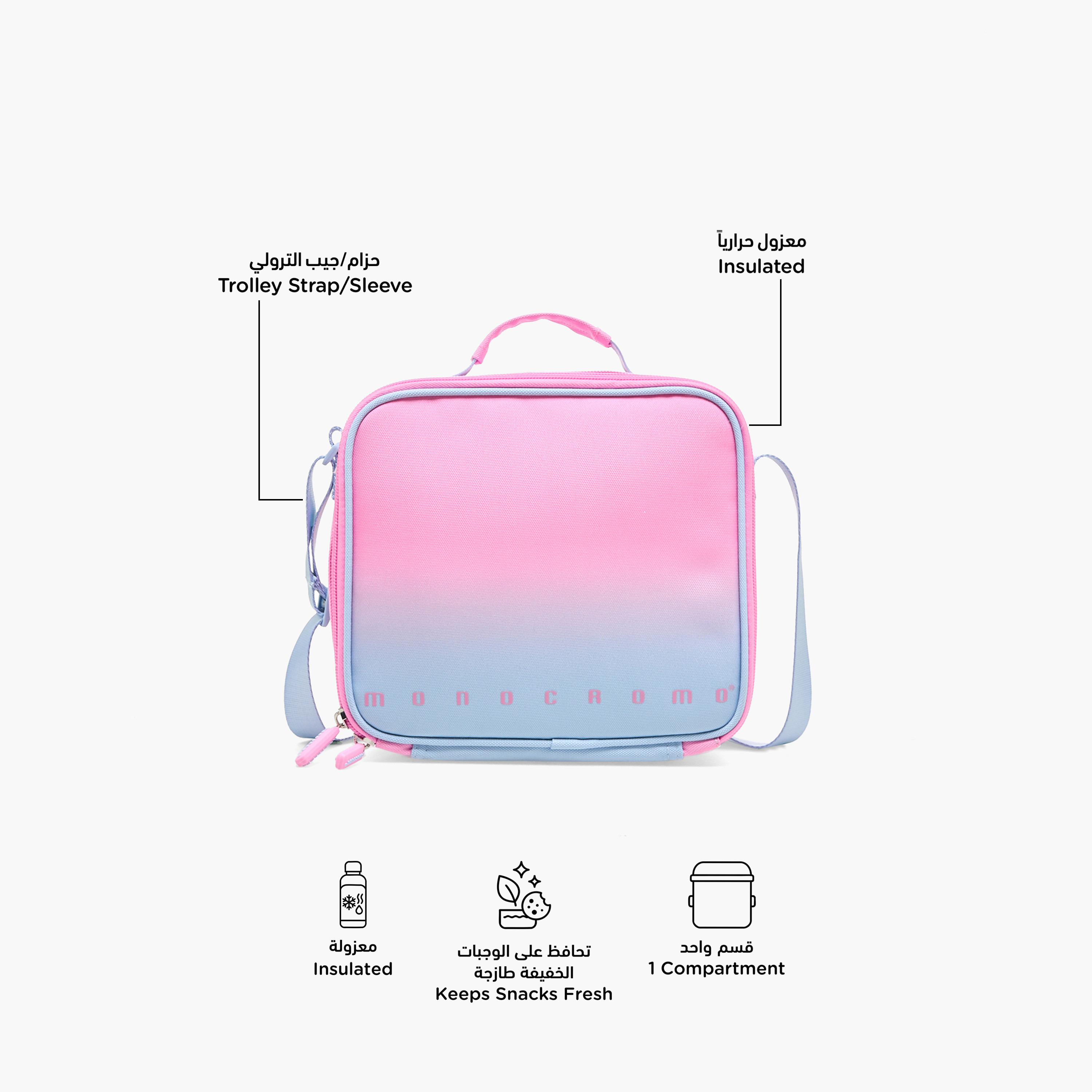 Monocromo Ombre Lunch Bag for Girls 8-13 Years with Zip Closure-school-lunchessentials-lunchbags-image-2