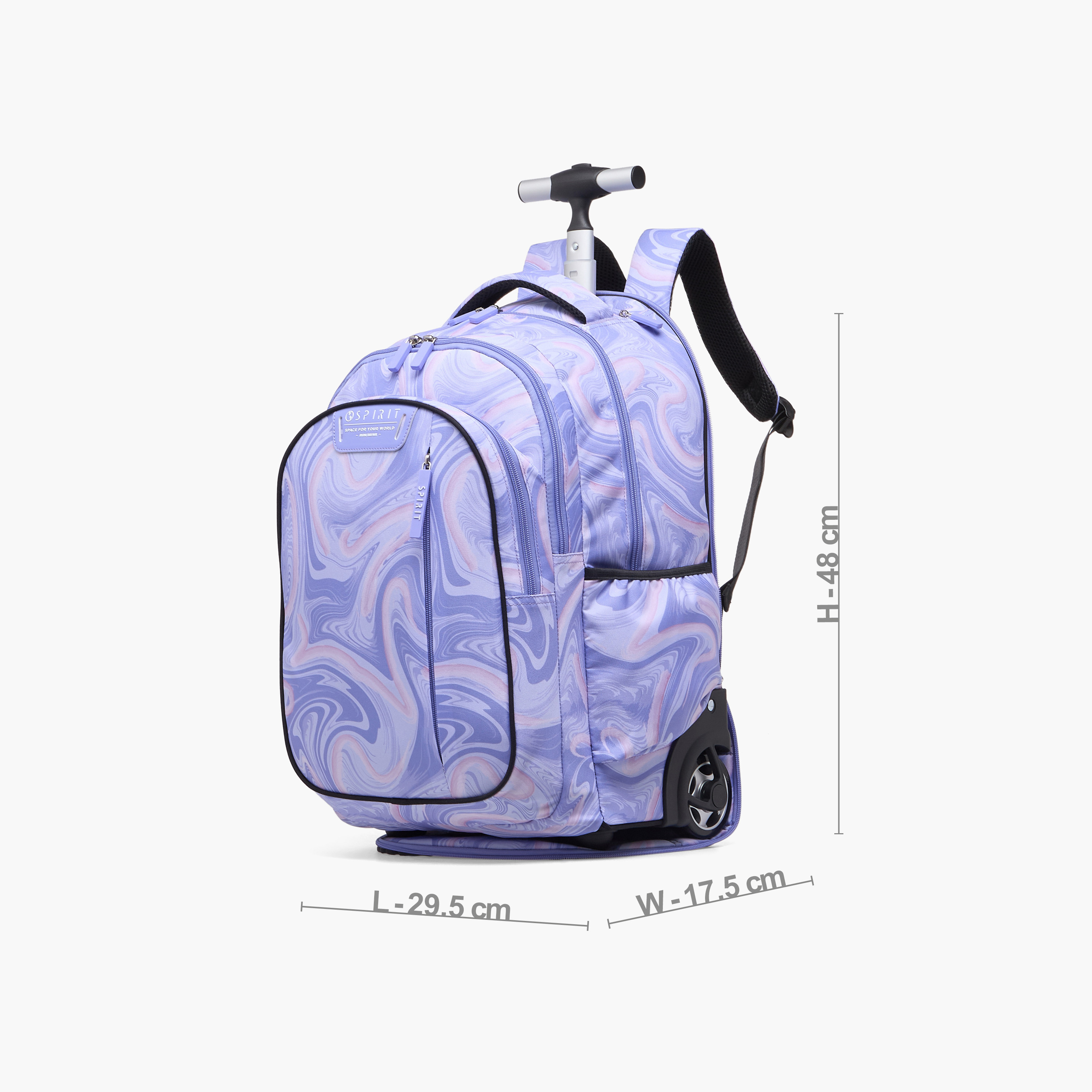 Spirit Marble Print Trolley Bag for Girls 8-13 Years with Shoulder Straps - 20 inches-school-bagsandbackpacks-trolleybags-image-9