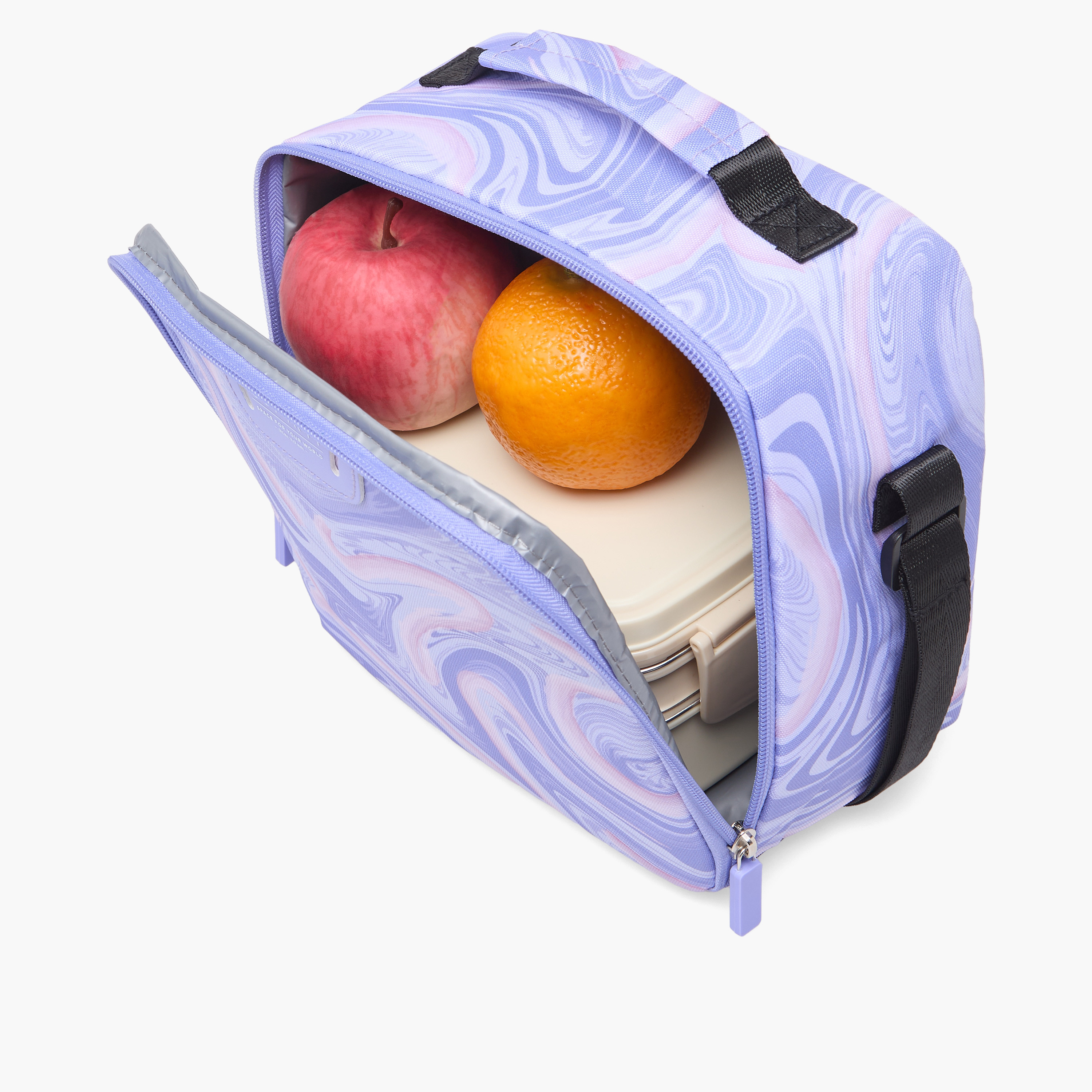 شنطة غداء بطبعات رخامية وبسحّاب إغلاق للبنات بعمر 8 إلى 13 سنة من سبيريت-school-lunchessentials-lunchbags-image-4