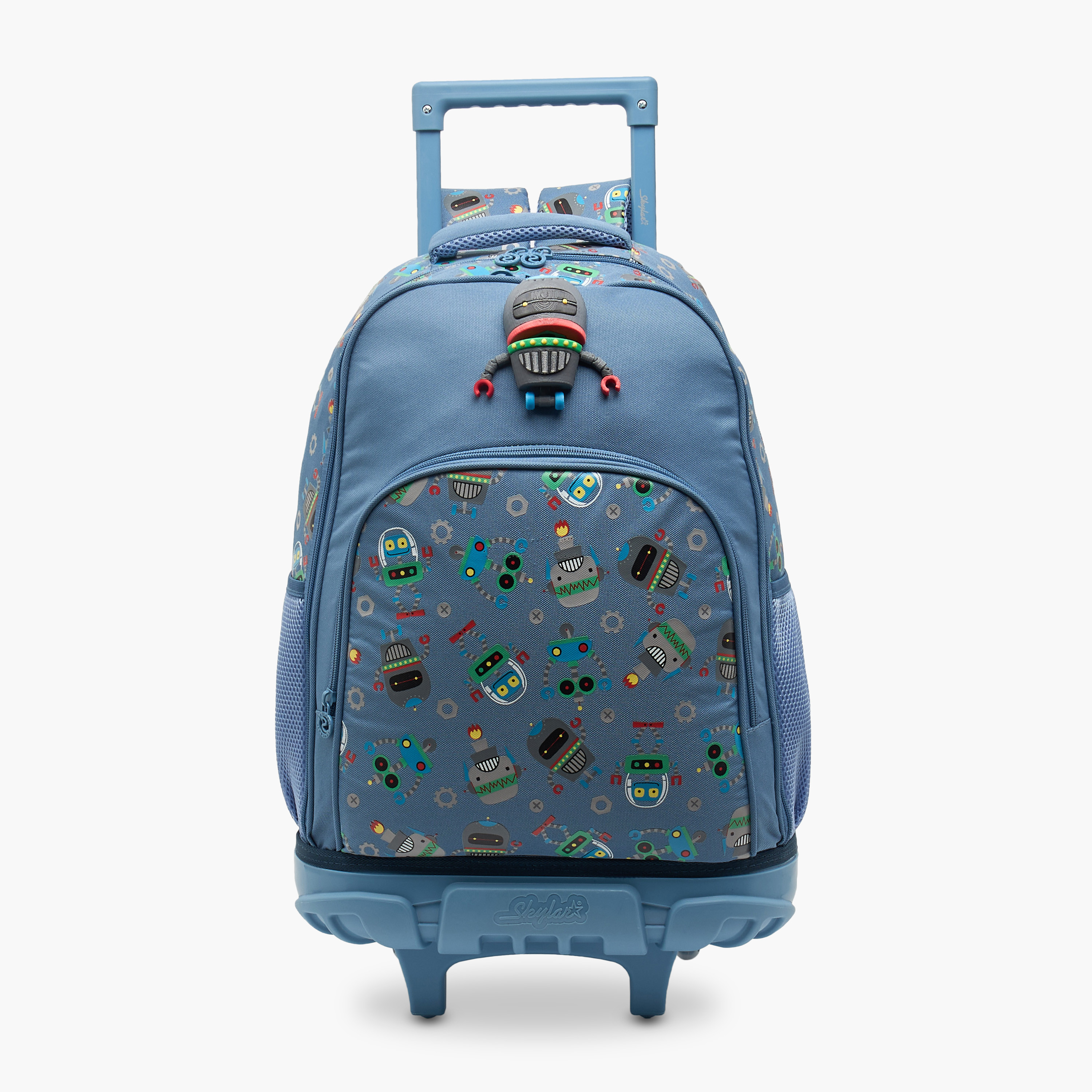 Skylar Robot Print Trolley Bag for Boys 8-13 Years Retractable Handle - 17 inches-school-bagsandbackpacks-trolleybags-image-1