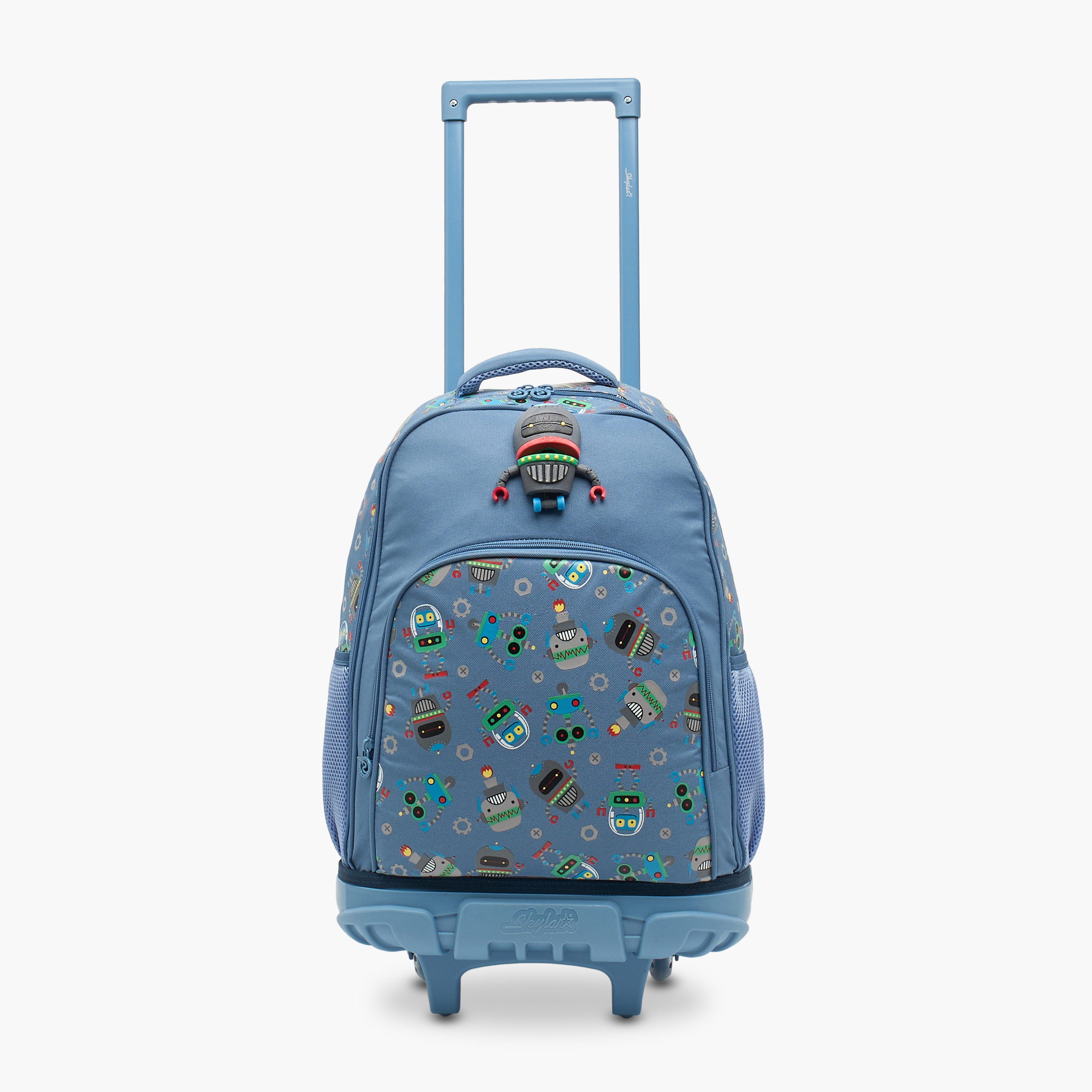 Skylar Robot Print Trolley Bag for Boys 8-13 Years Retractable Handle - 17 inches-school-bagsandbackpacks-trolleybags-image-2