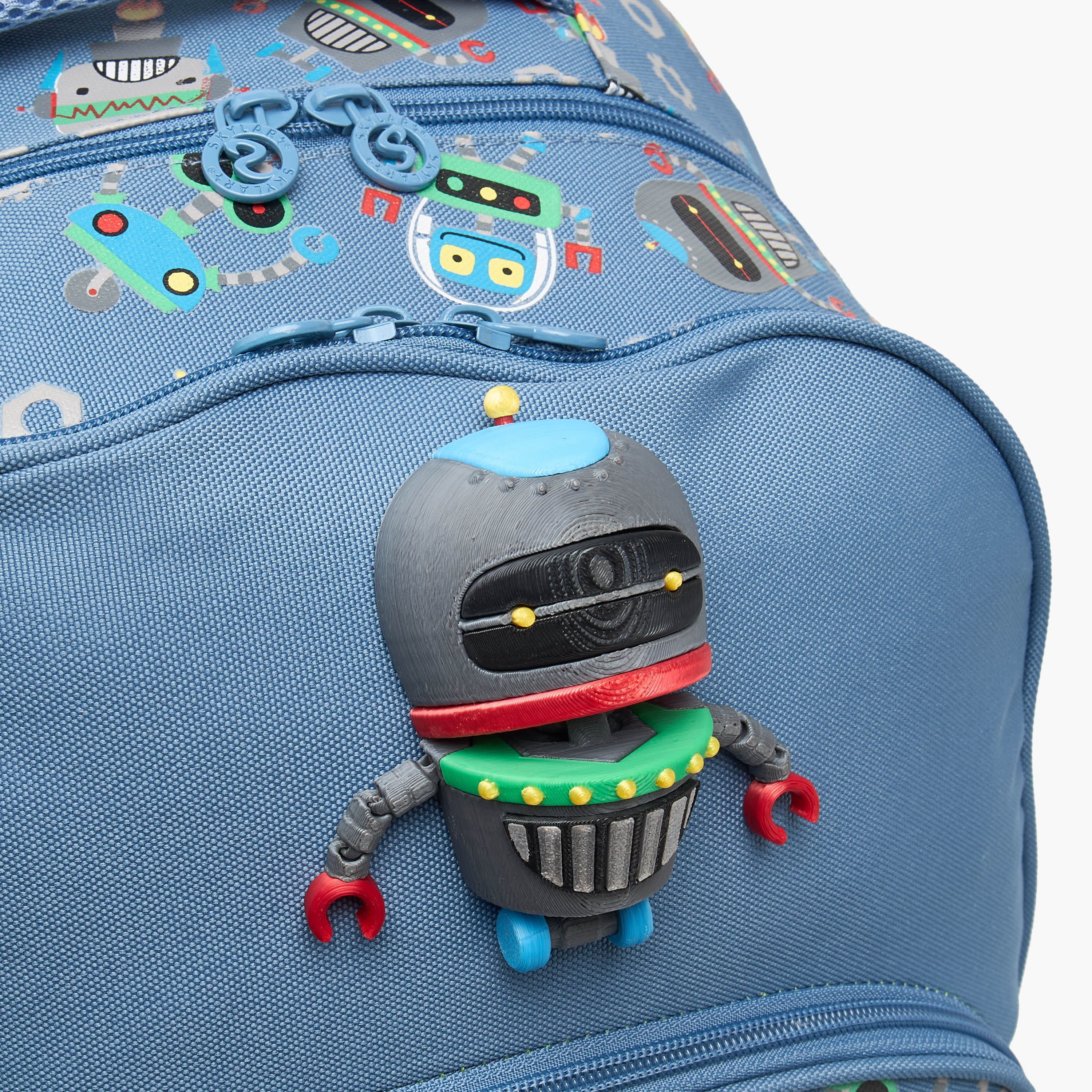 Skylar Robot Print Trolley Bag for Boys 8-13 Years Retractable Handle - 17 inches-school-bagsandbackpacks-trolleybags-image-4