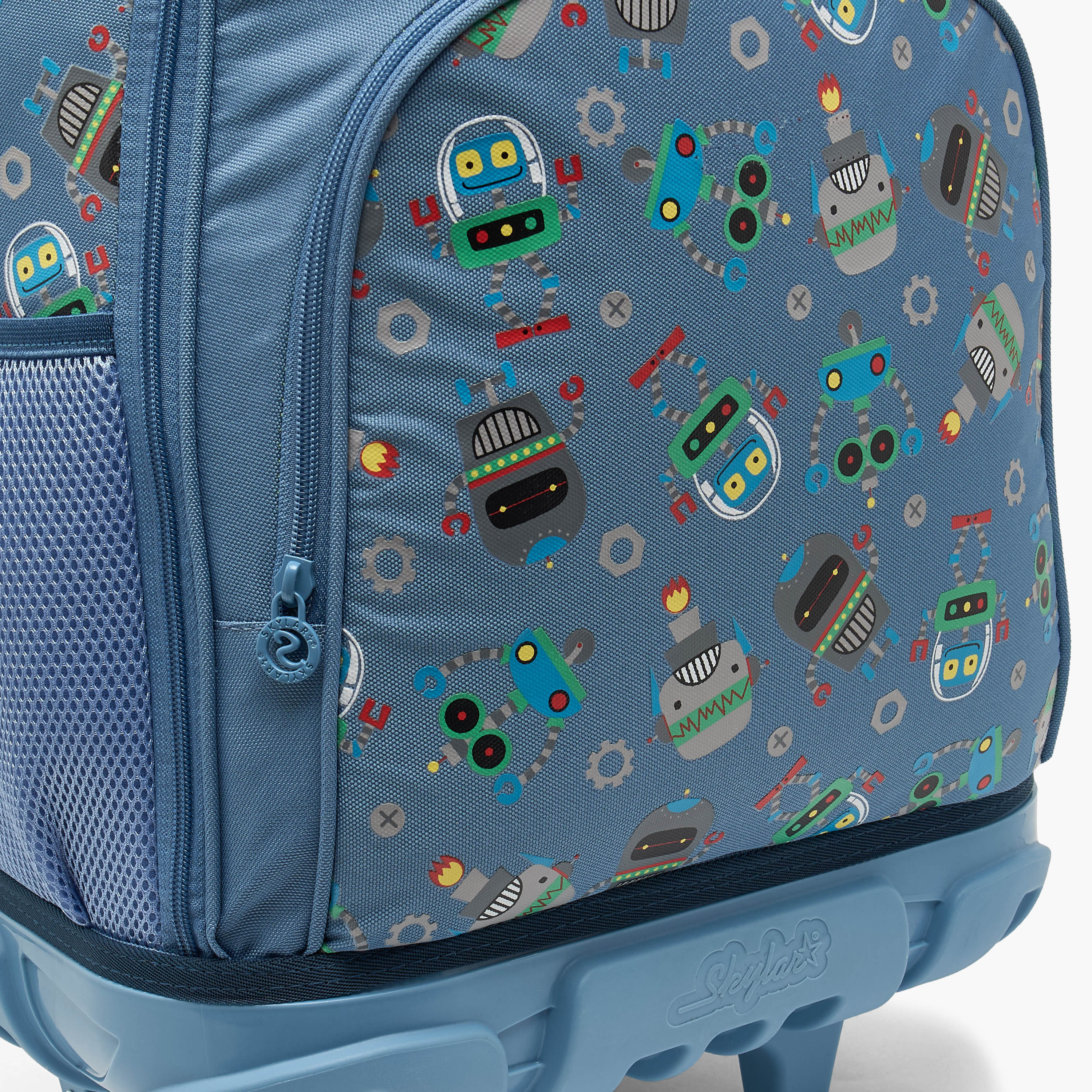 Skylar Robot Print Trolley Bag for Boys 8-13 Years Retractable Handle - 17 inches-school-bagsandbackpacks-trolleybags-image-5
