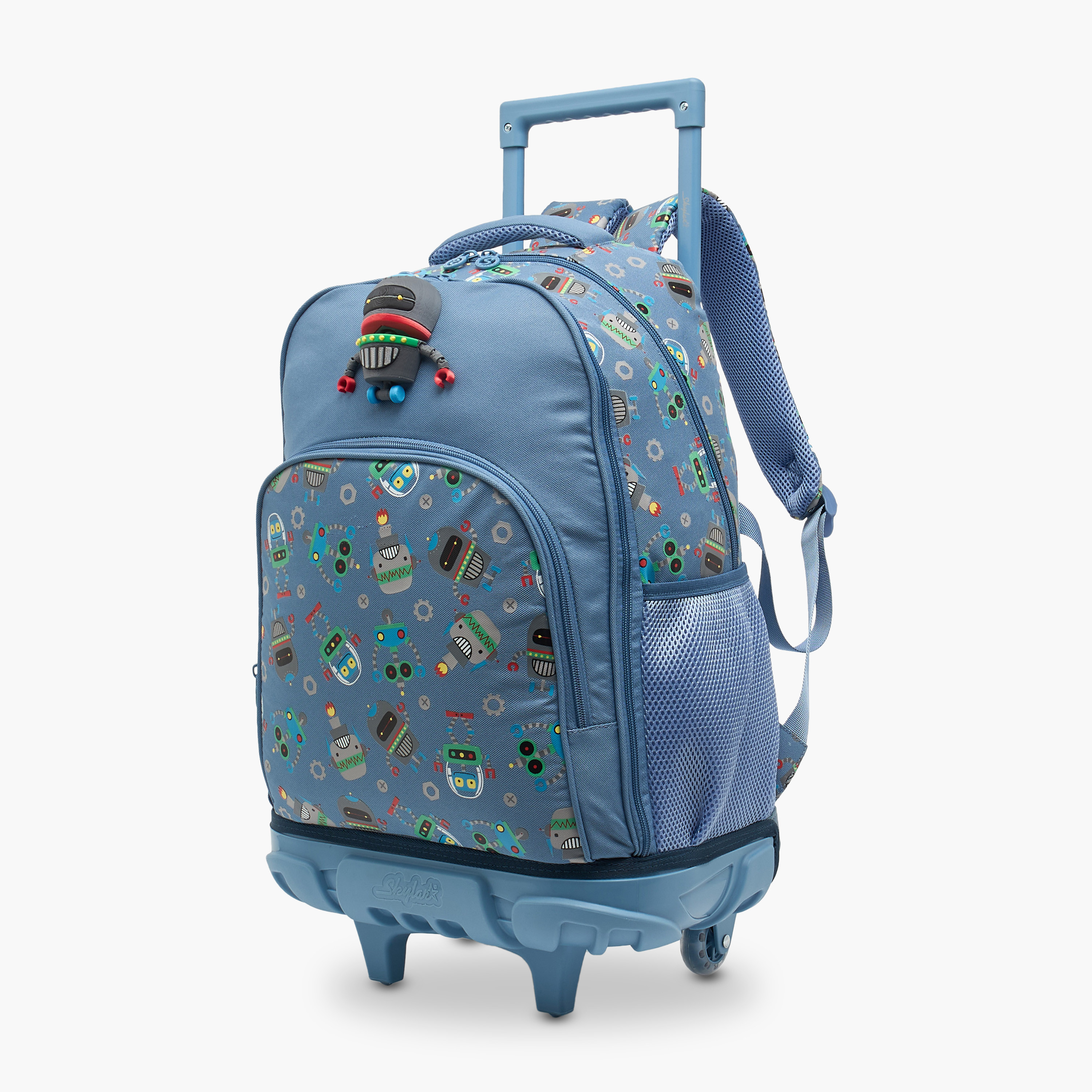 Skylar Robot Print Trolley Bag for Boys 8-13 Years Retractable Handle - 17 inches-school-bagsandbackpacks-trolleybags-image-9
