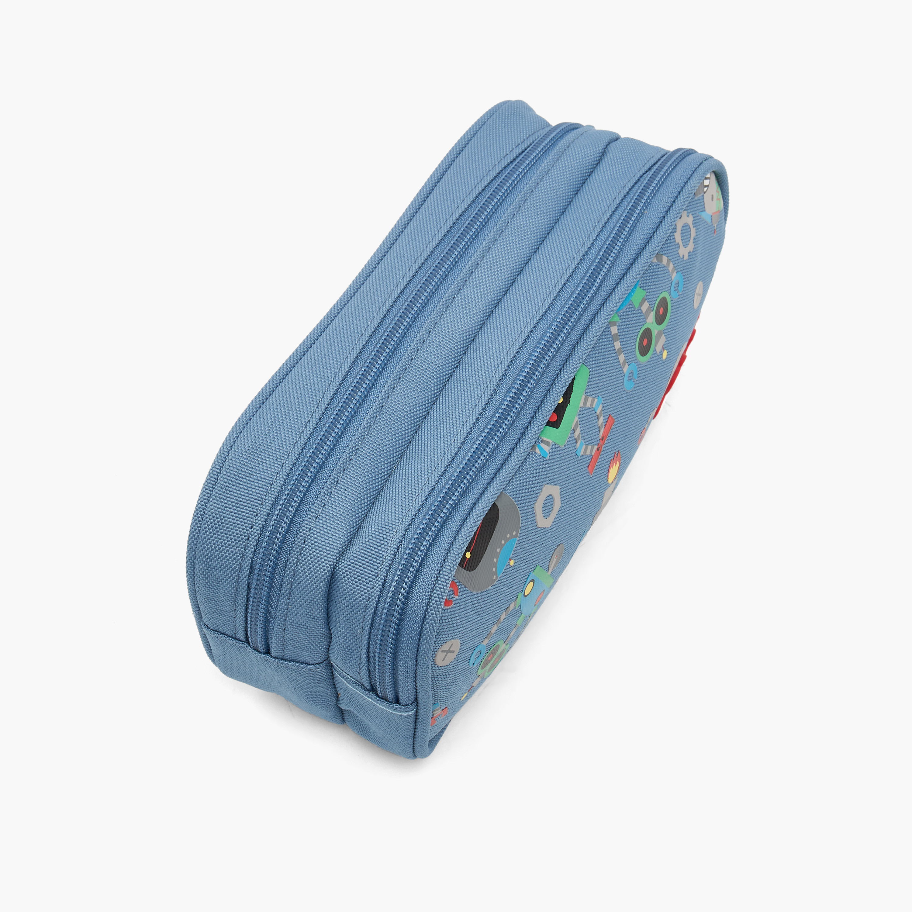 Skylar Robot Print Pencil Pouch with 2 Compartments-school-stationery-pencilcases-image-2
