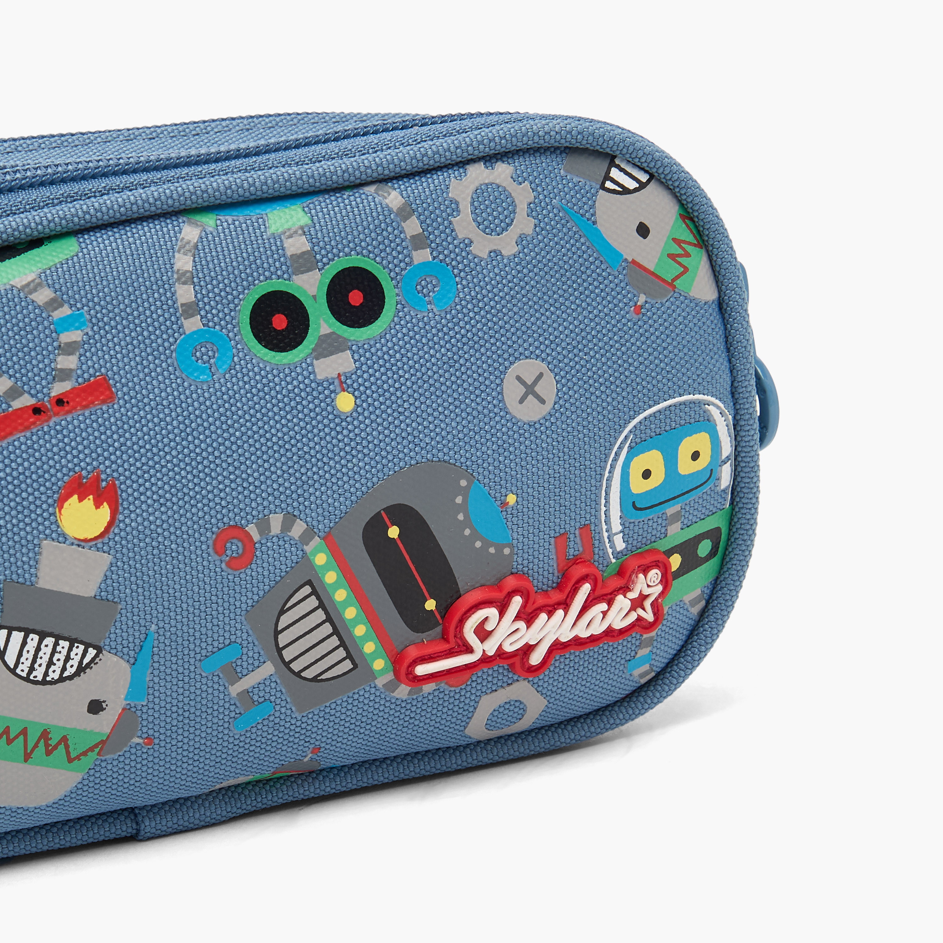 Skylar Robot Print Pencil Pouch with 2 Compartments-school-stationery-pencilcases-image-6