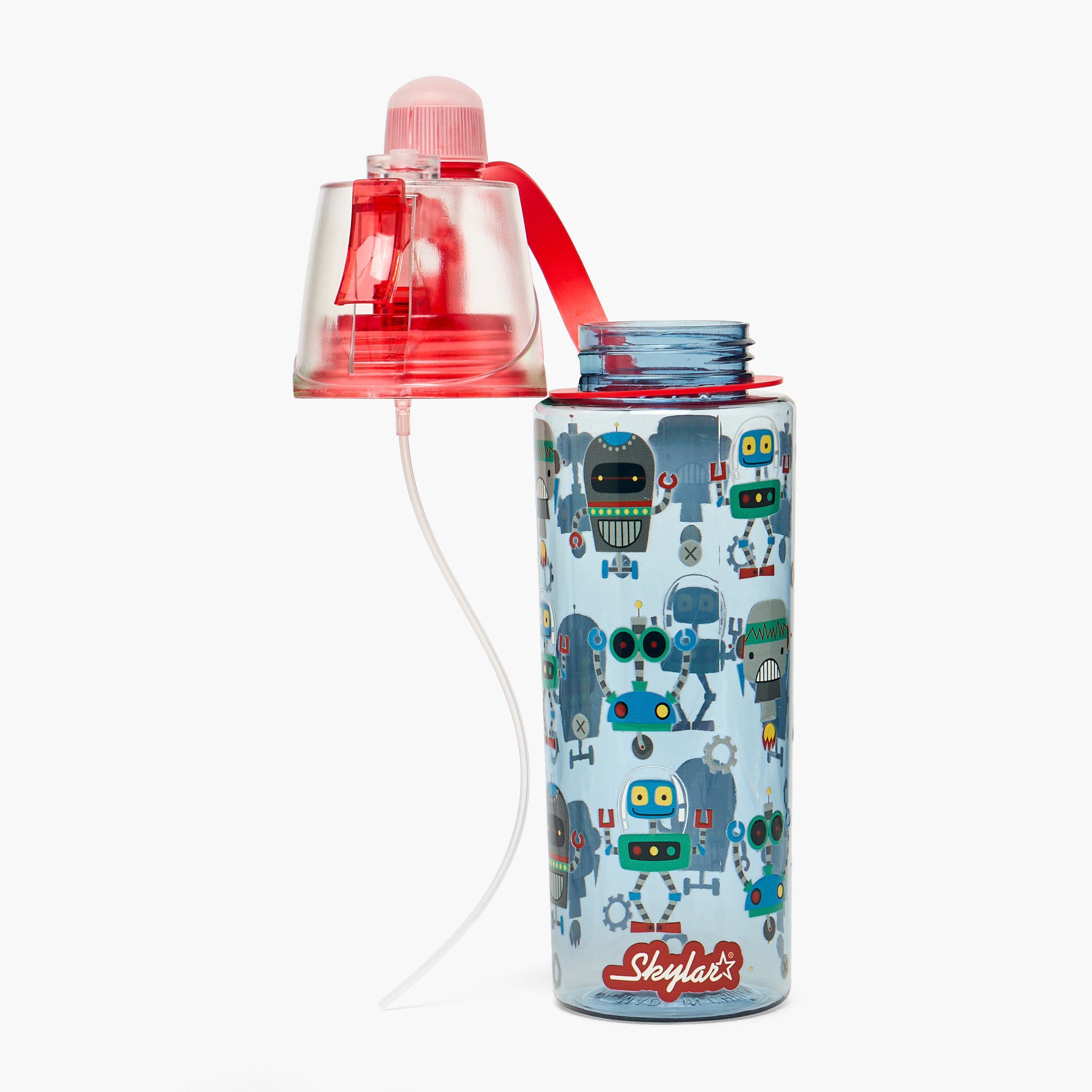 Skylar Robot Print Water Bottle with Spray-school-waterbottles-image-1
