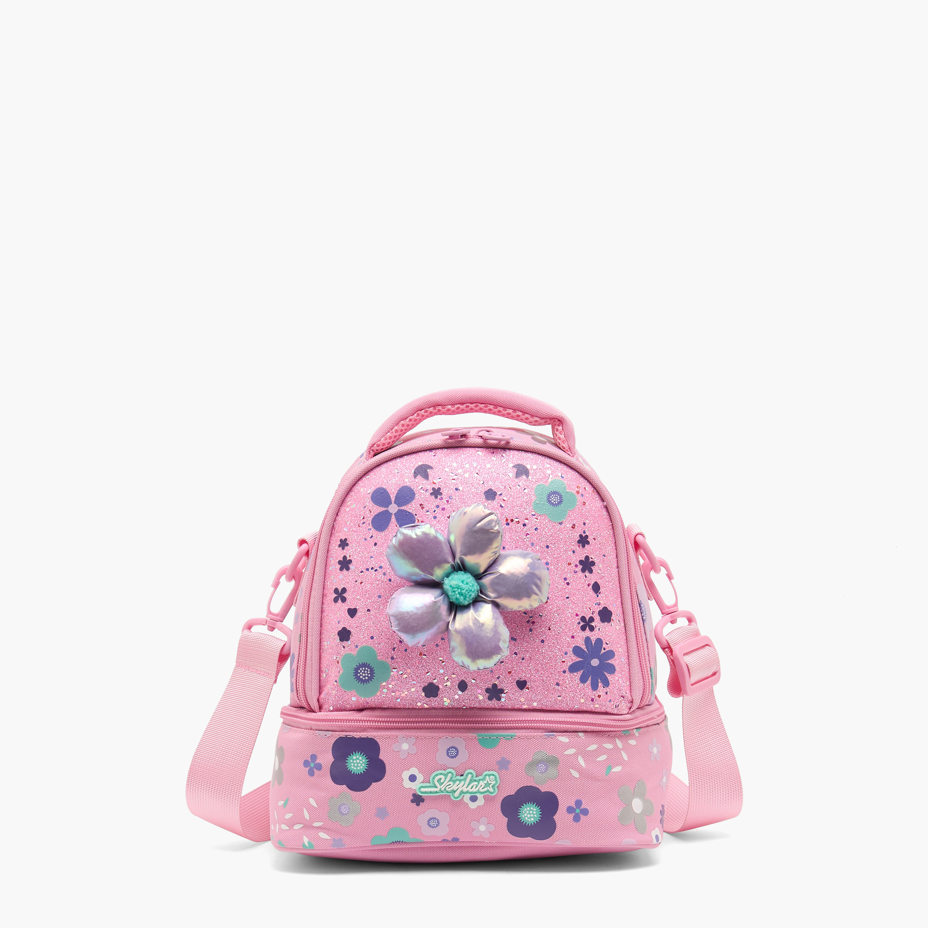 شنطة غداء بطبعة زهور للبنات من 5 إلى 8 سنوات مع تصميم معزول من سكاي لار-school-lunchessentials-lunchbags-image-1