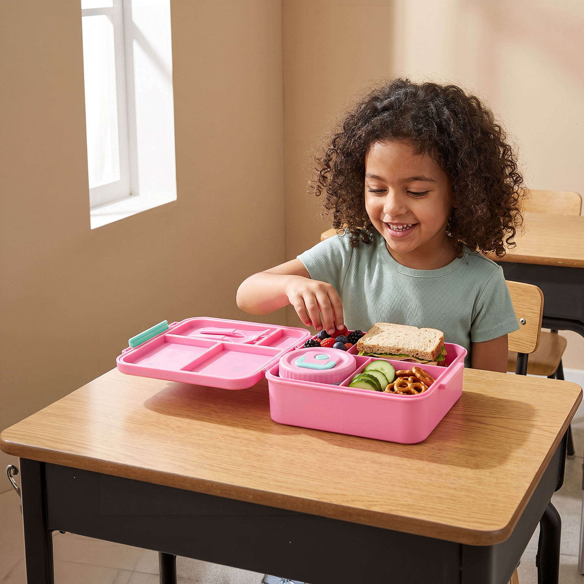 Skylar Floral Print Bento Lunch Box for Girls with Cutlery-school-lunchessentials-lunchboxes-image-3
