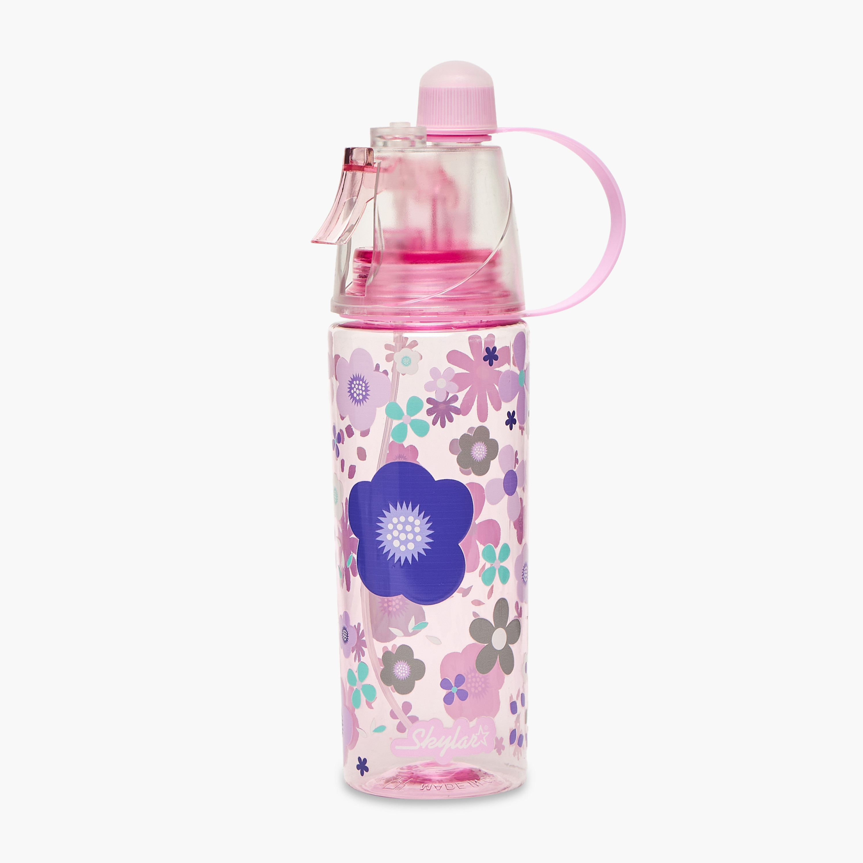 Skylar Floral Print Tritan Water Bottle with Spout and Spray Nozzle-school-waterbottles-image-1