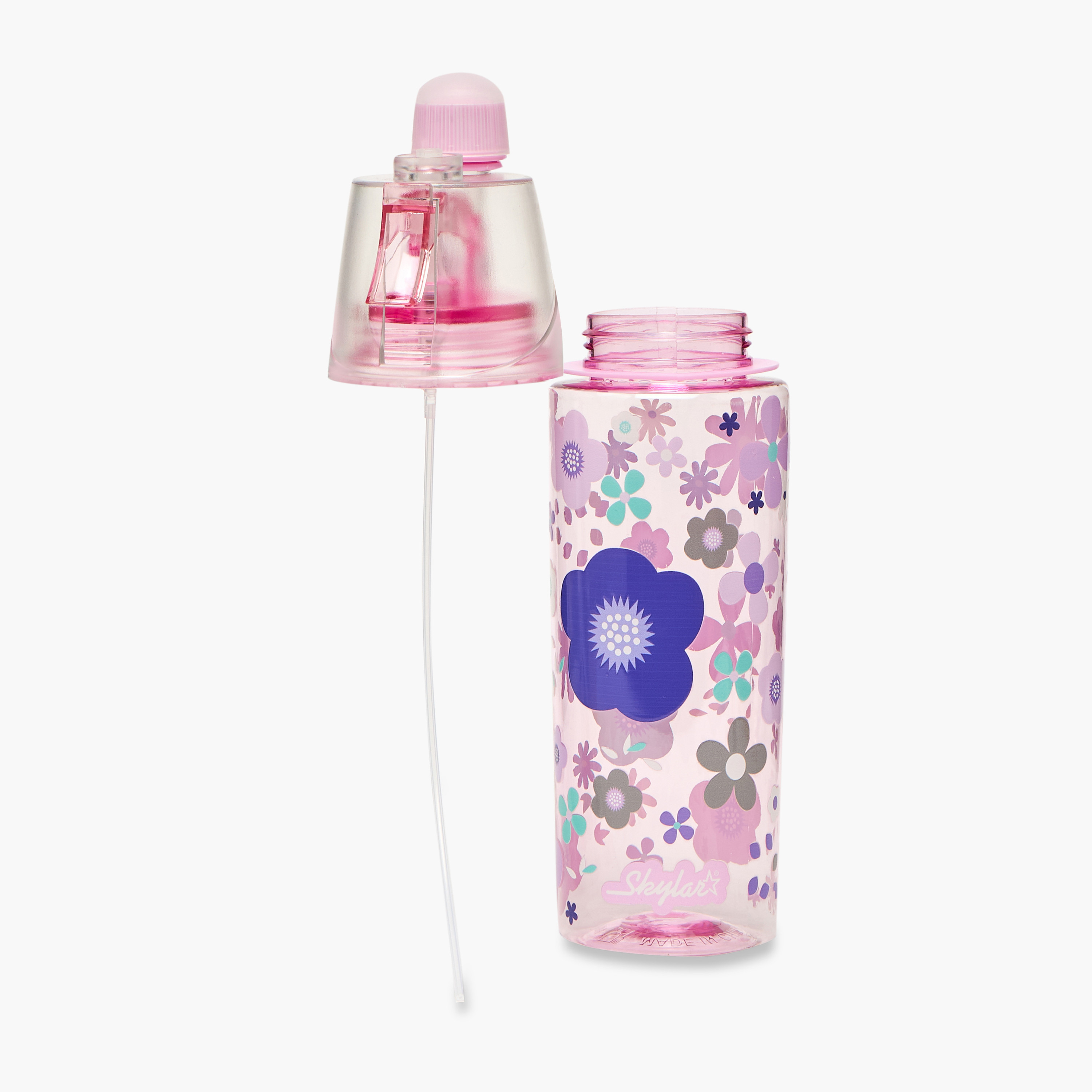 Skylar Floral Print Tritan Water Bottle with Spout and Spray Nozzle-school-waterbottles-image-2