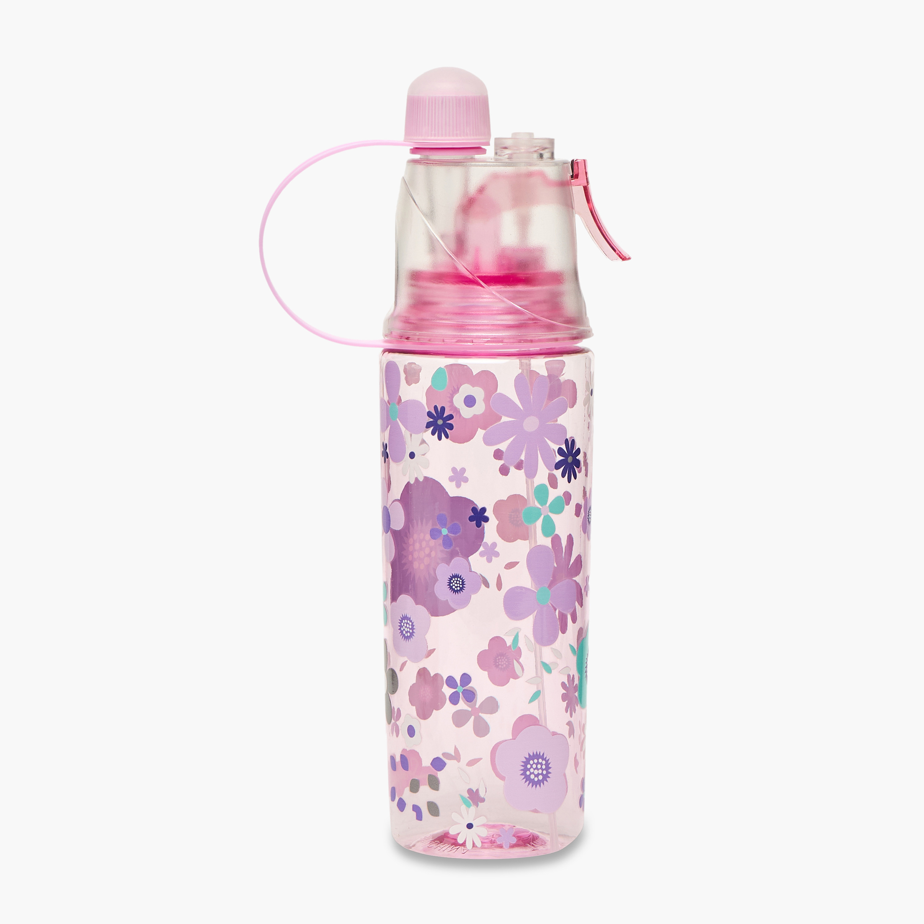 Skylar Floral Print Tritan Water Bottle with Spout and Spray Nozzle-school-waterbottles-image-3