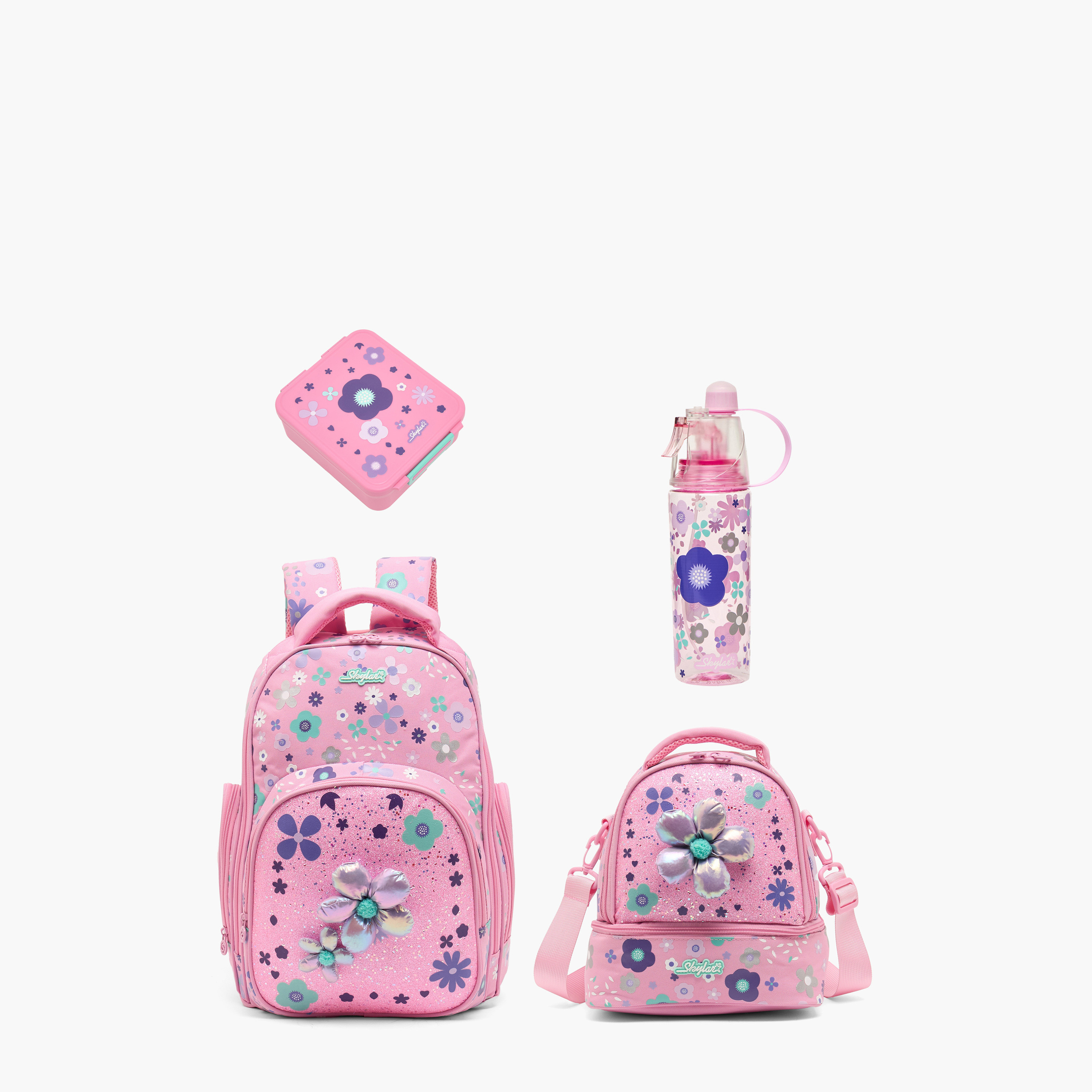 Skylar Floral Print Tritan Water Bottle with Spout and Spray Nozzle-school-waterbottles-image-7