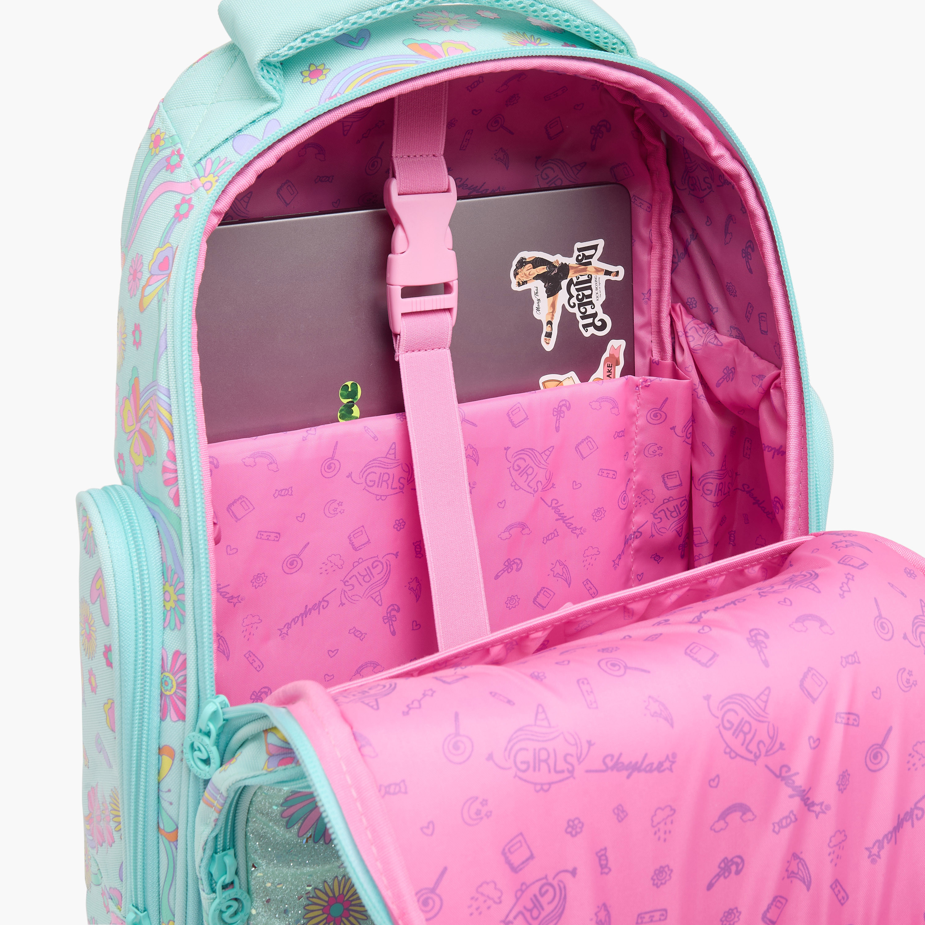 شنطة ظهر بطبعة فراشة للبنات من 5 إلى 8 سنوات بحجيرة للابتوب - 16 بوصة من سكاي لار-school-bagsandbackpacks-backpacks-image-5