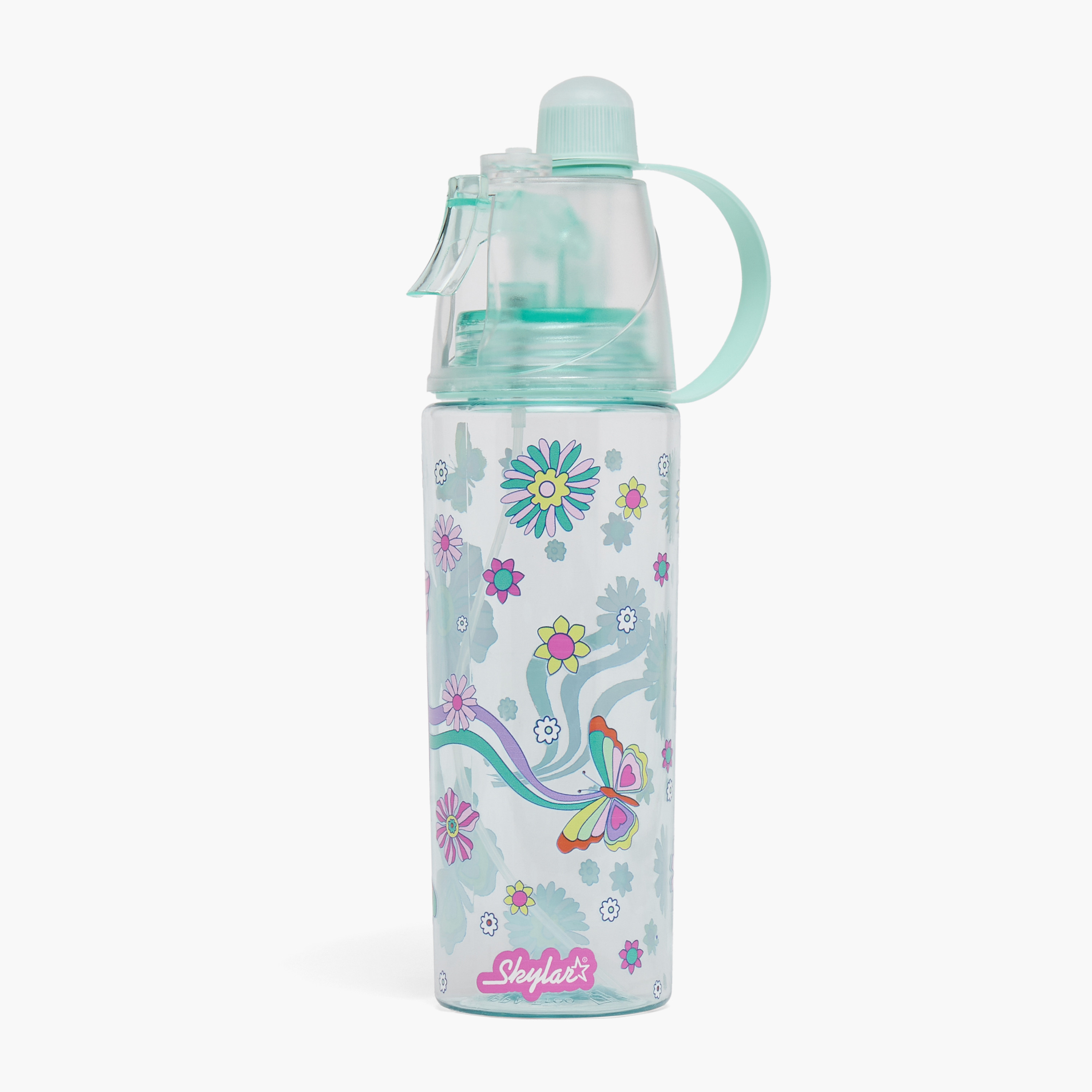 Skylar Butterfly Print Water Bottle with Spray-school-waterbottles-image-1