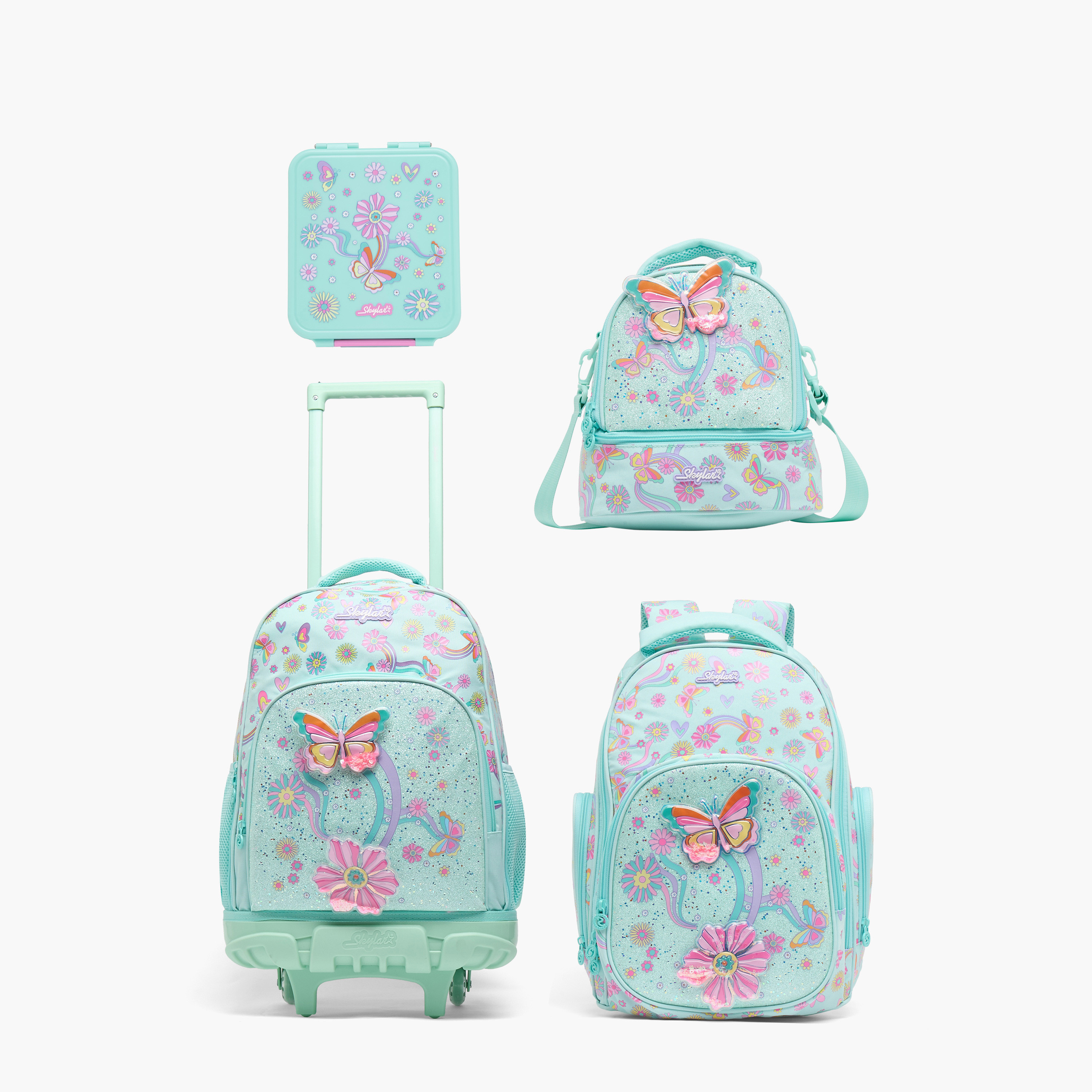 Skylar Butterfly Print Water Bottle with Spray-school-waterbottles-image-7