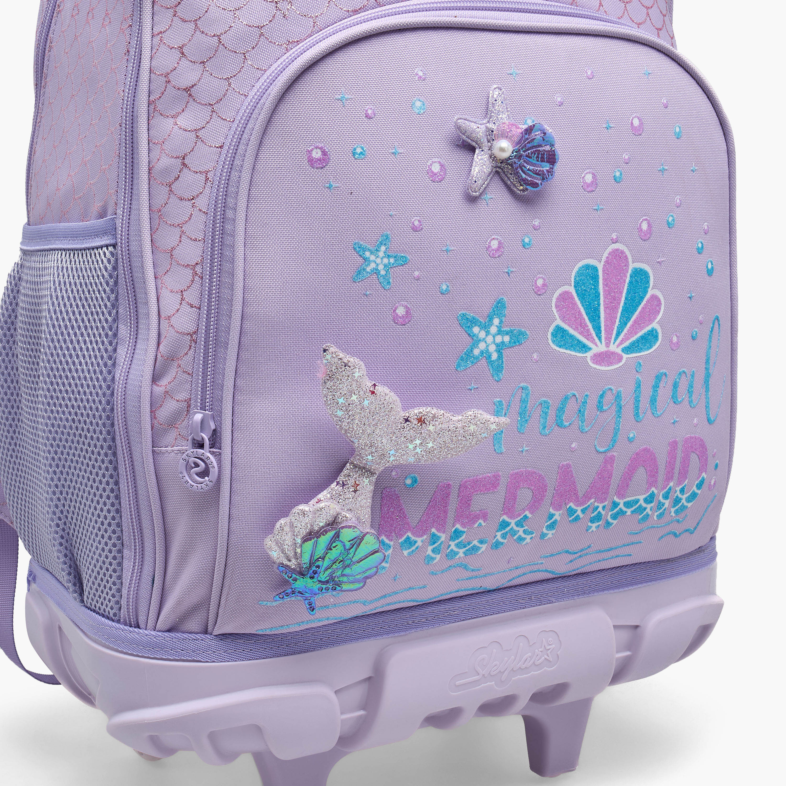 Skylar Mermaid Print Trolley Bag for Girls 8-13 Years Retractable Handle - 17 inches-school-bagsandbackpacks-trolleybags-image-3