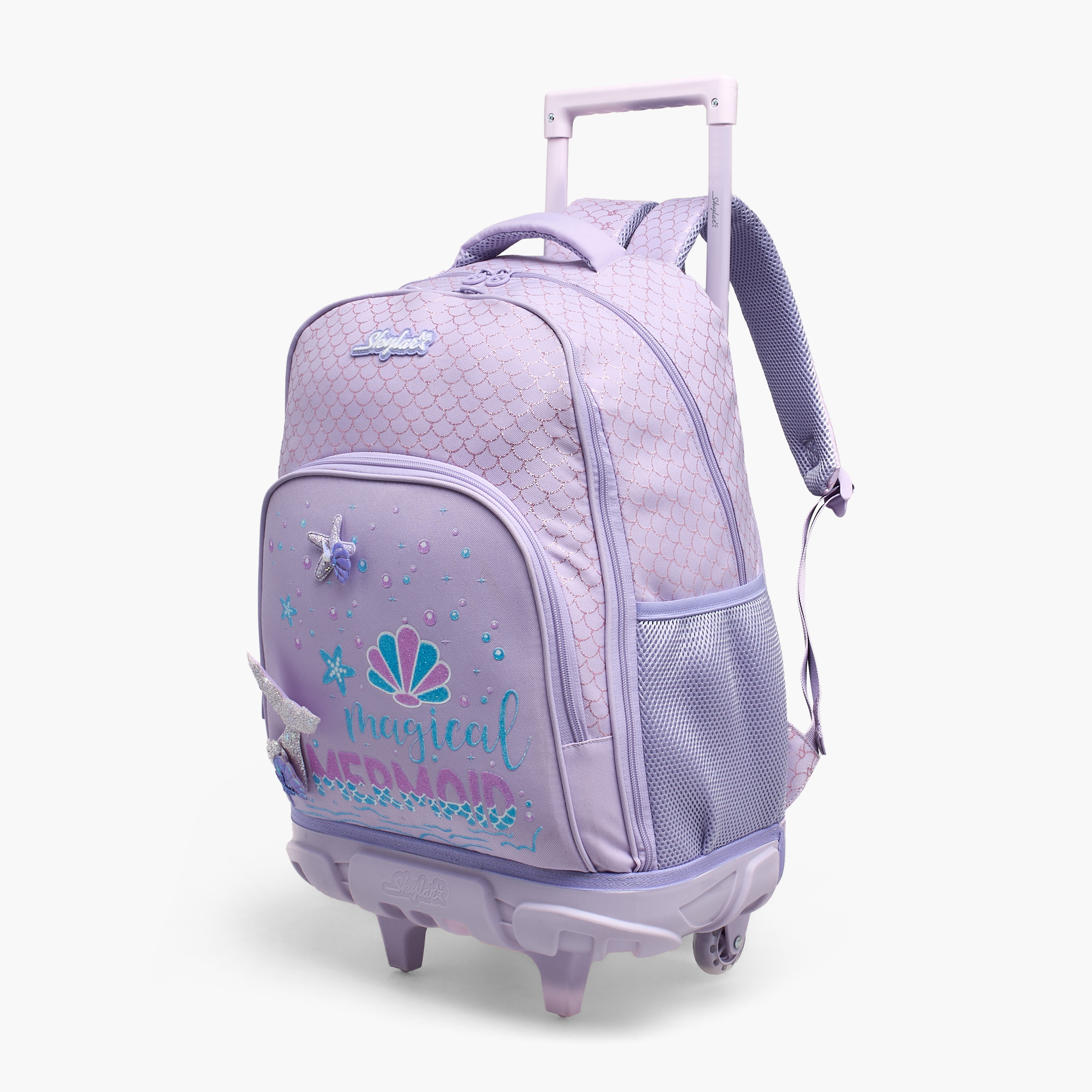 Skylar Mermaid Print Trolley Bag for Girls 8-13 Years Retractable Handle - 17 inches-school-bagsandbackpacks-trolleybags-image-7