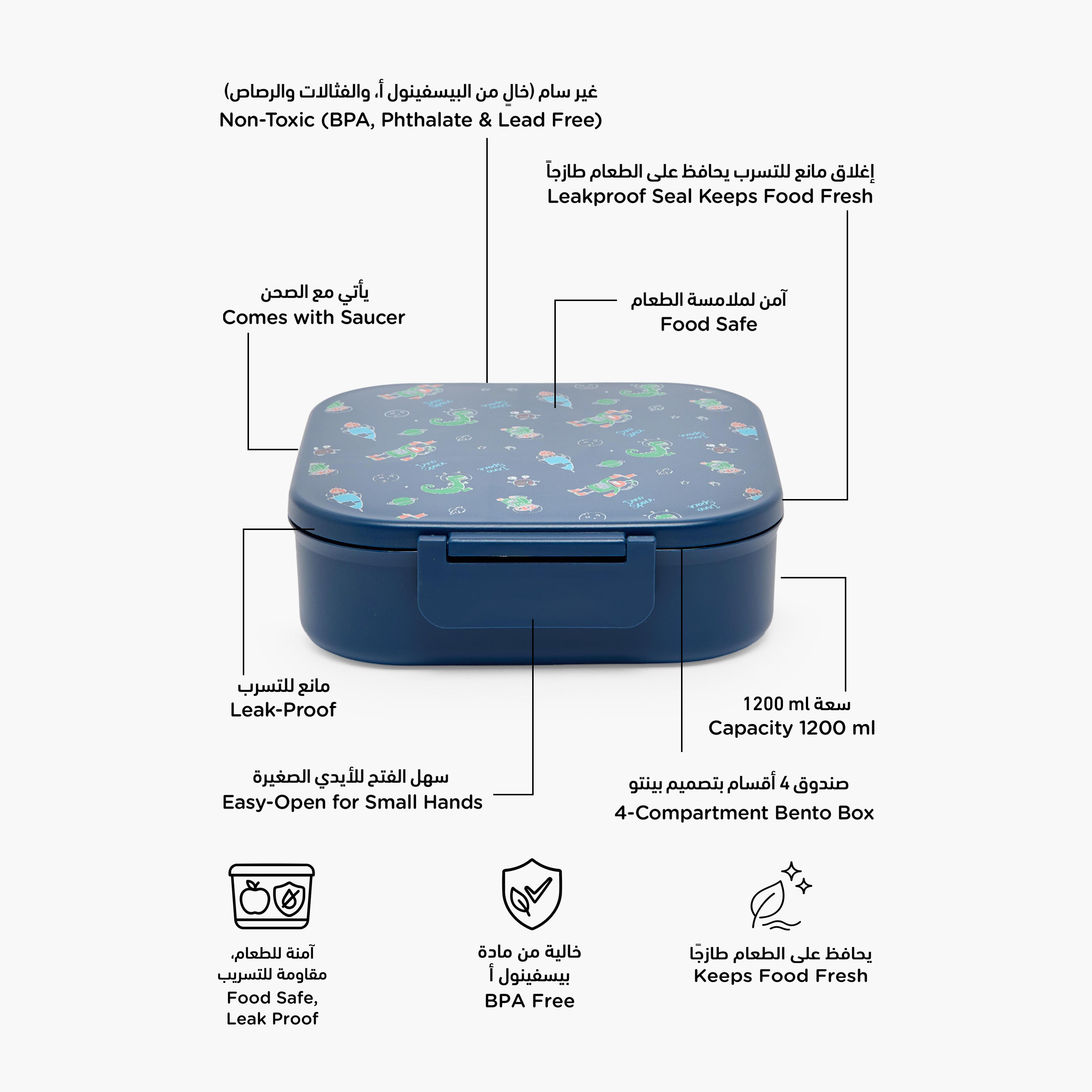 Printed Lunch Box for Kids with Compartments - 1.2 L-school-lunchessentials-lunchboxes-image-2