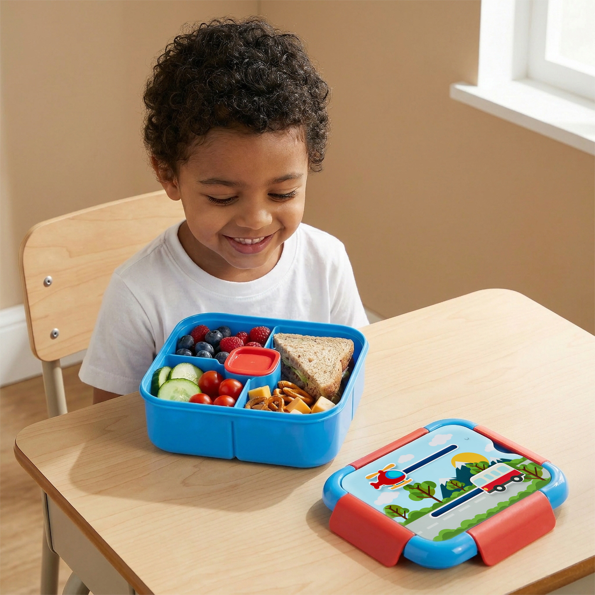 Vehicle Print Lunch Box for Boys with Compartments - 1.3 L-school-lunchessentials-lunchboxes-image-3
