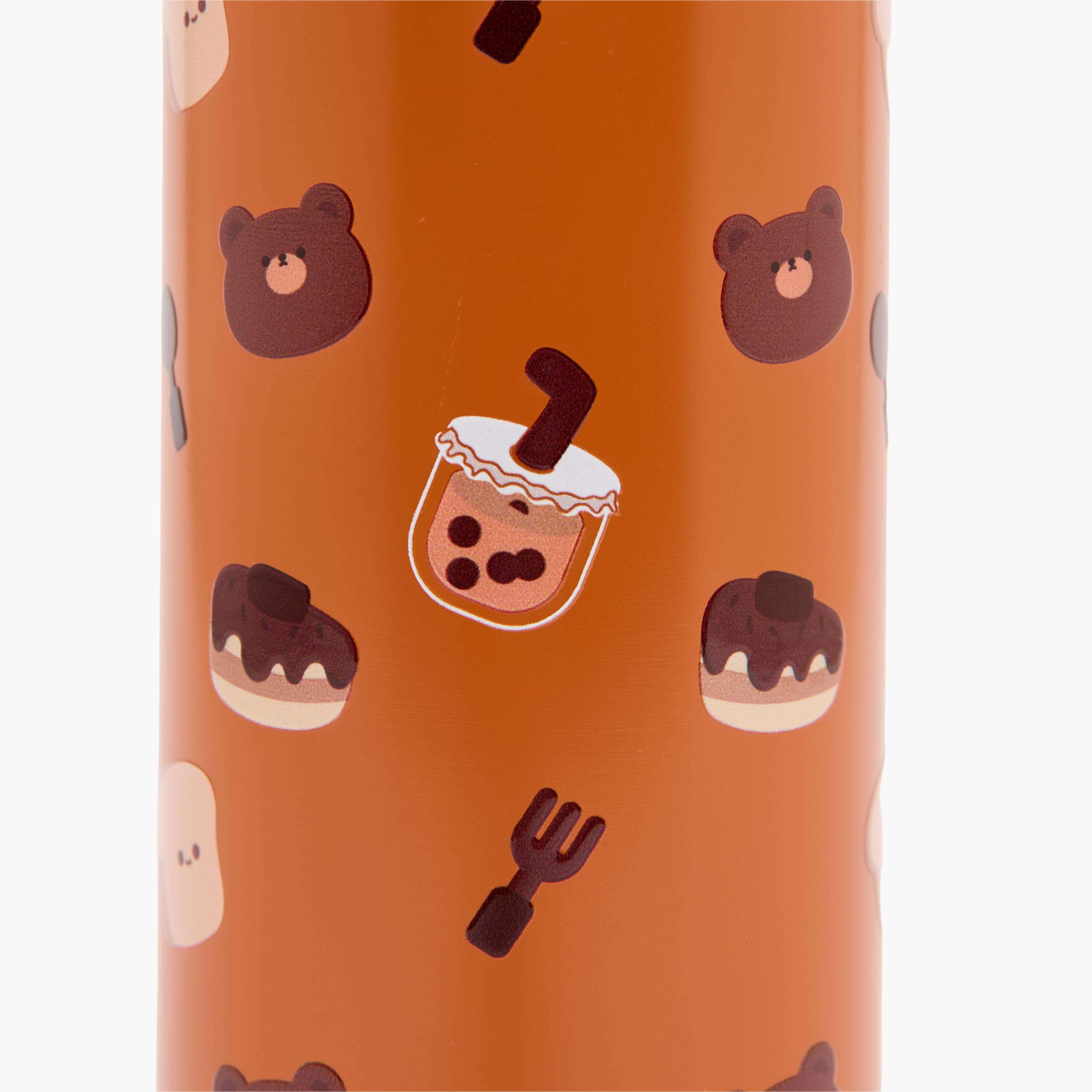 Bear Print Stainless Steel Water Bottle with Wristlet Strap - 550 ml-school-waterbottles-image-7
