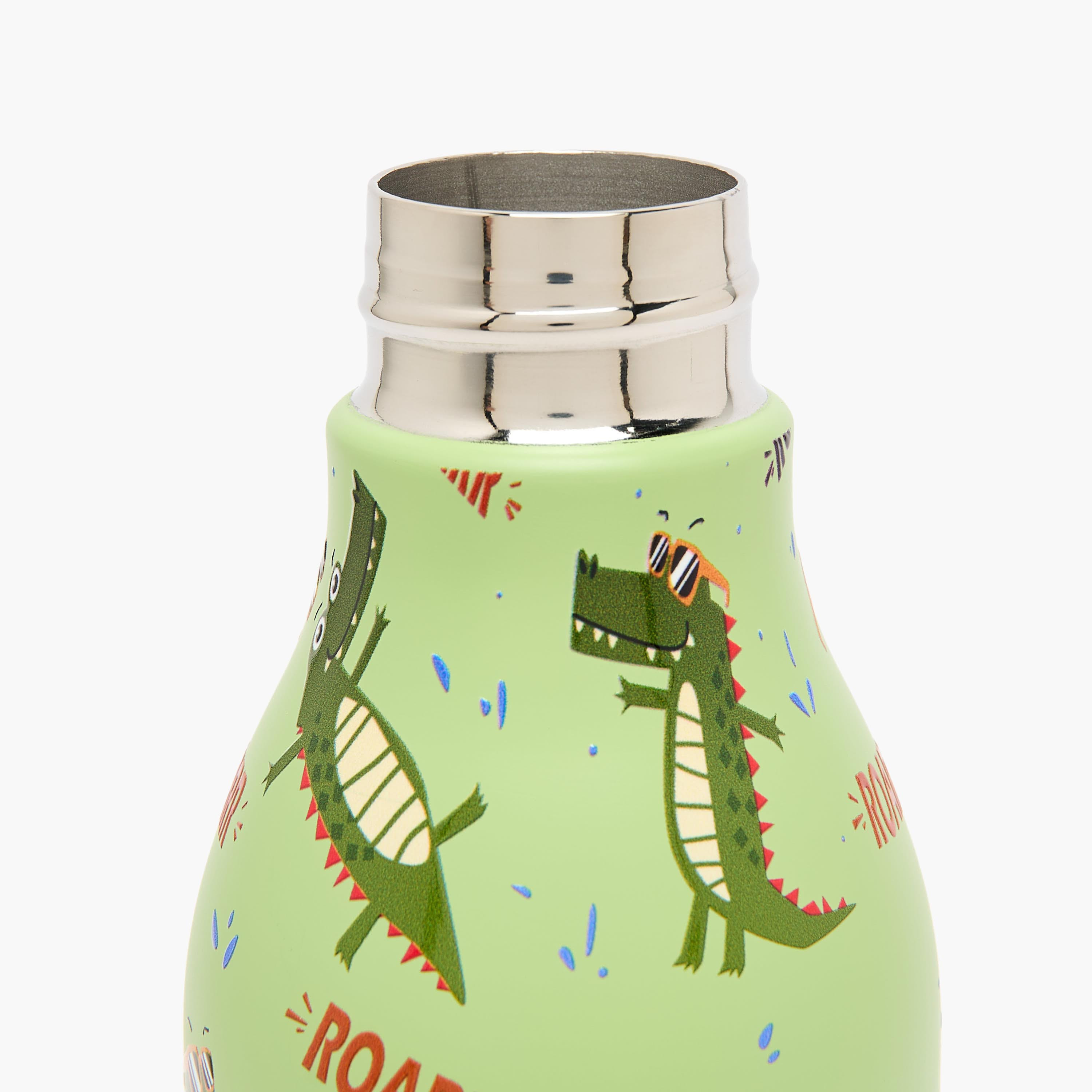 Dinosaur Print Stainless Steel Water Bottle with Wristlet Strap - 550 ml-school-waterbottles-image-5