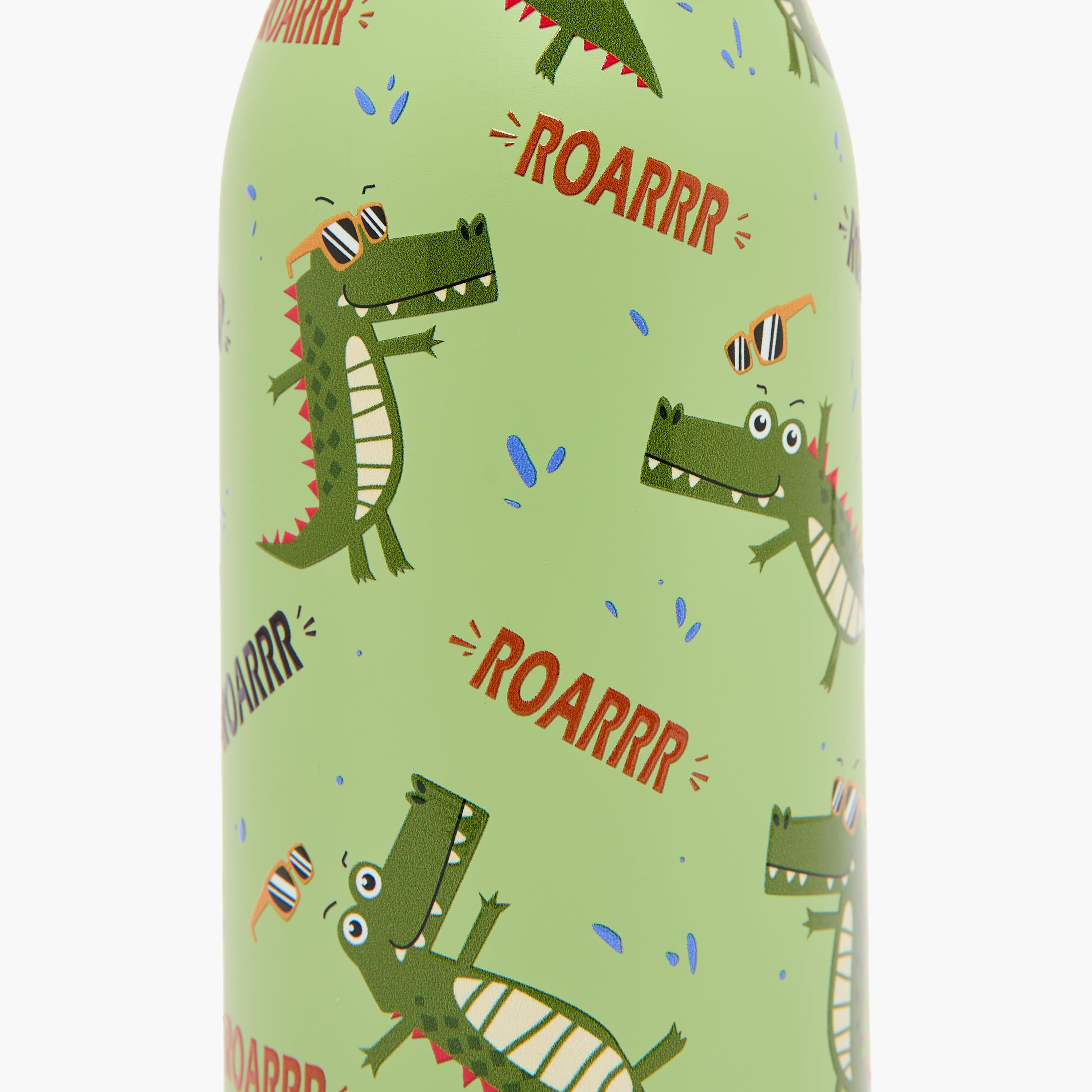 Dinosaur Print Stainless Steel Water Bottle with Wristlet Strap - 550 ml-school-waterbottles-image-7