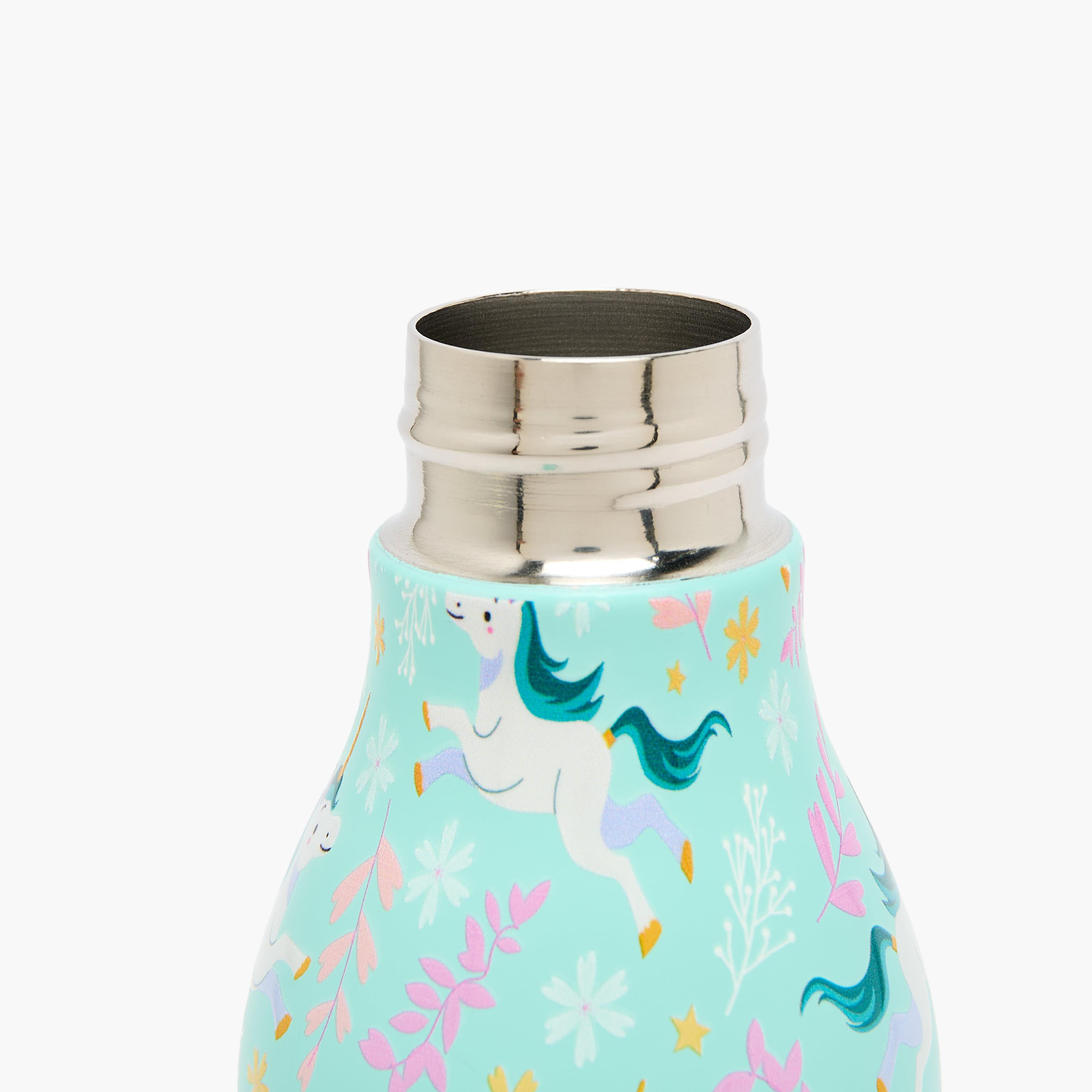 Unicorn Print Stainless Steel Water Bottle with Wristlet Strap - 550 ml-school-waterbottles-image-5