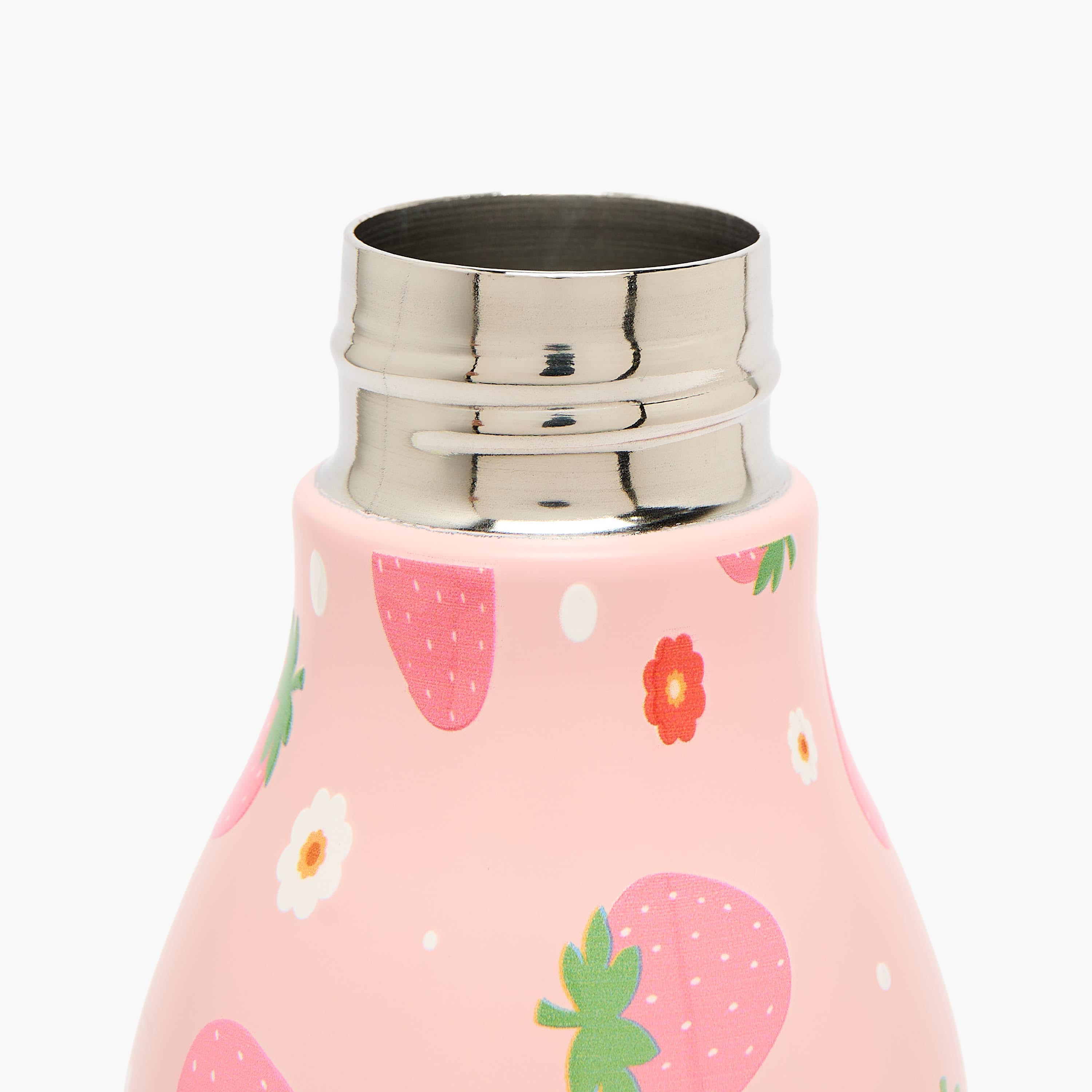 Strawberry Print Stainless Steel Water Bottle with Wristlet Strap - 550 ml-school-waterbottles-image-5