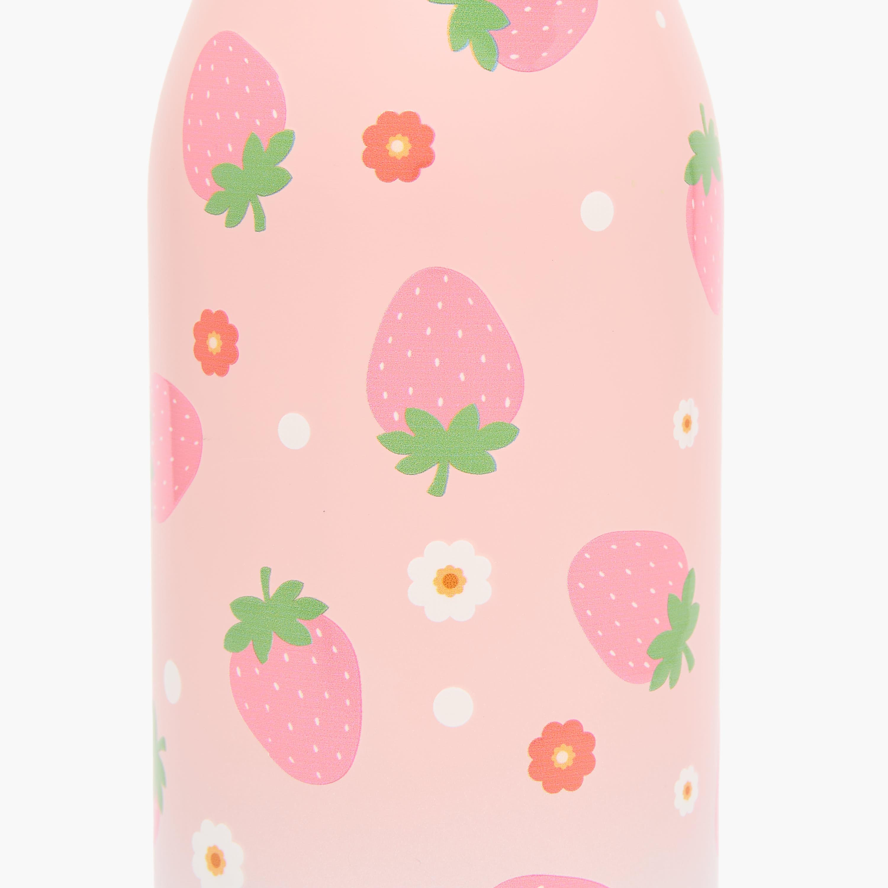 Strawberry Print Stainless Steel Water Bottle with Wristlet Strap - 550 ml-school-waterbottles-image-7