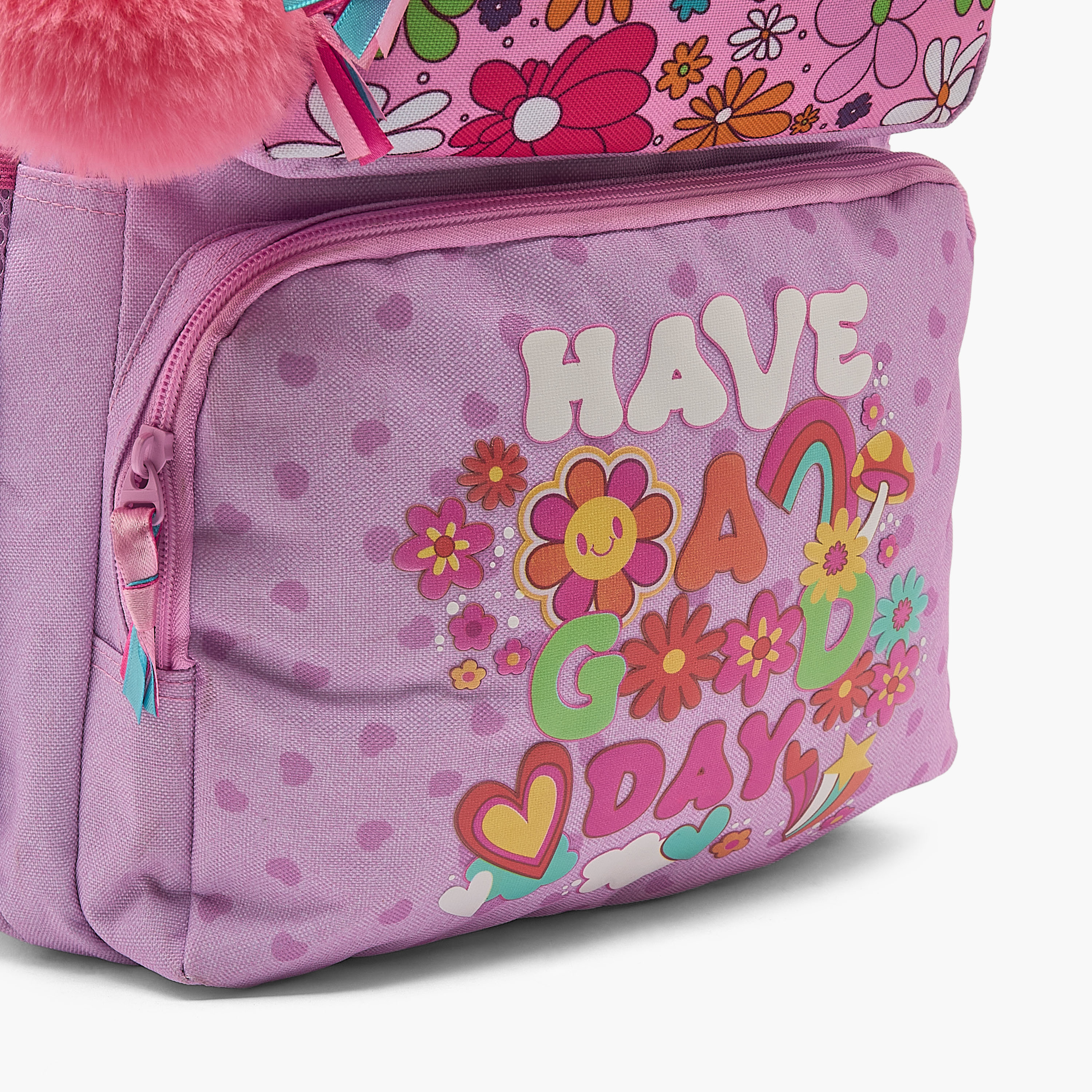 Roll Road Floral Print Backpack for Girls 8-13 Years with Adjustable Shoulder Straps - 18 inches-school-bagsandbackpacks-backpacks-image-3