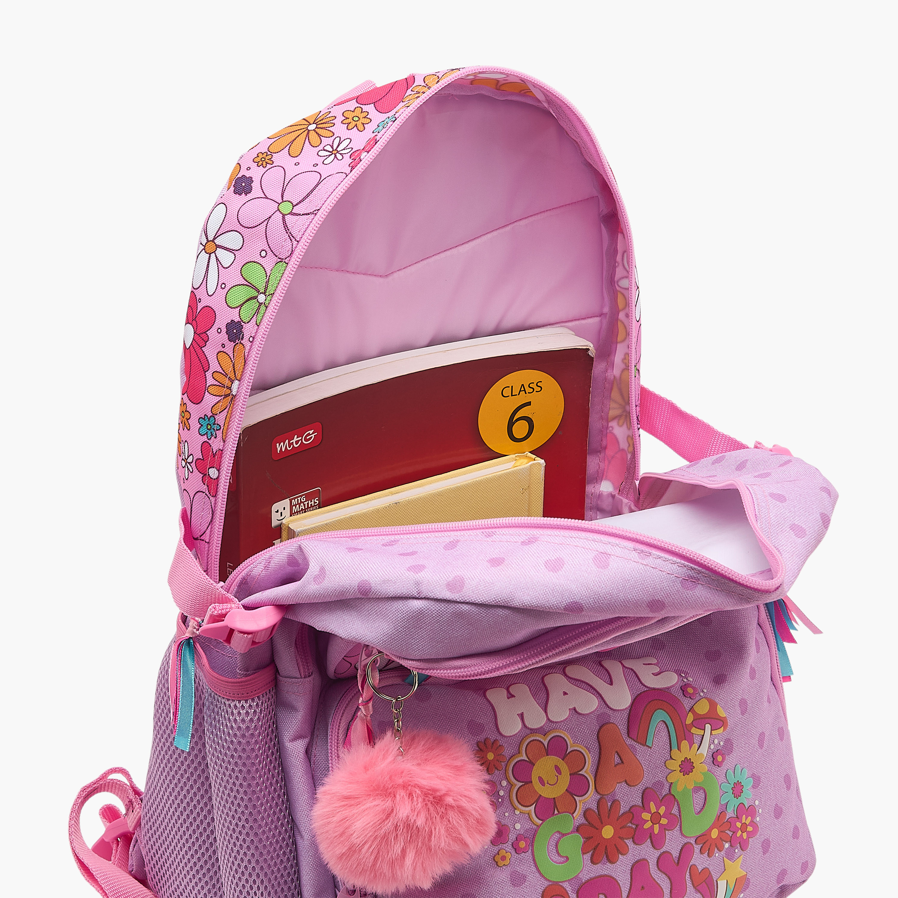Roll Road Floral Print Backpack for Girls 8-13 Years with Adjustable Shoulder Straps - 18 inches-school-bagsandbackpacks-backpacks-image-4