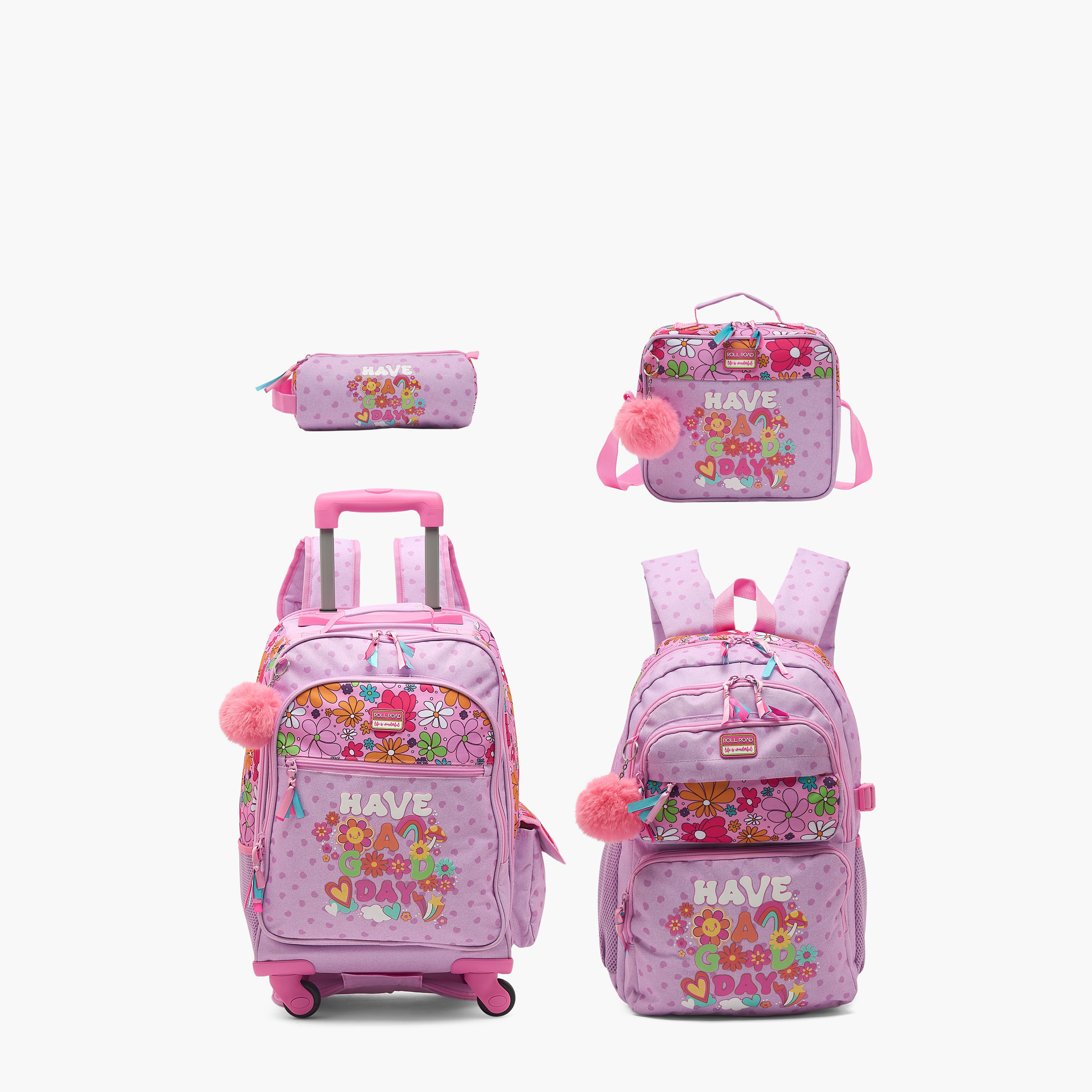 Roll Road Floral Print Backpack for Girls 8-13 Years with Adjustable Shoulder Straps - 18 inches-school-bagsandbackpacks-backpacks-image-9