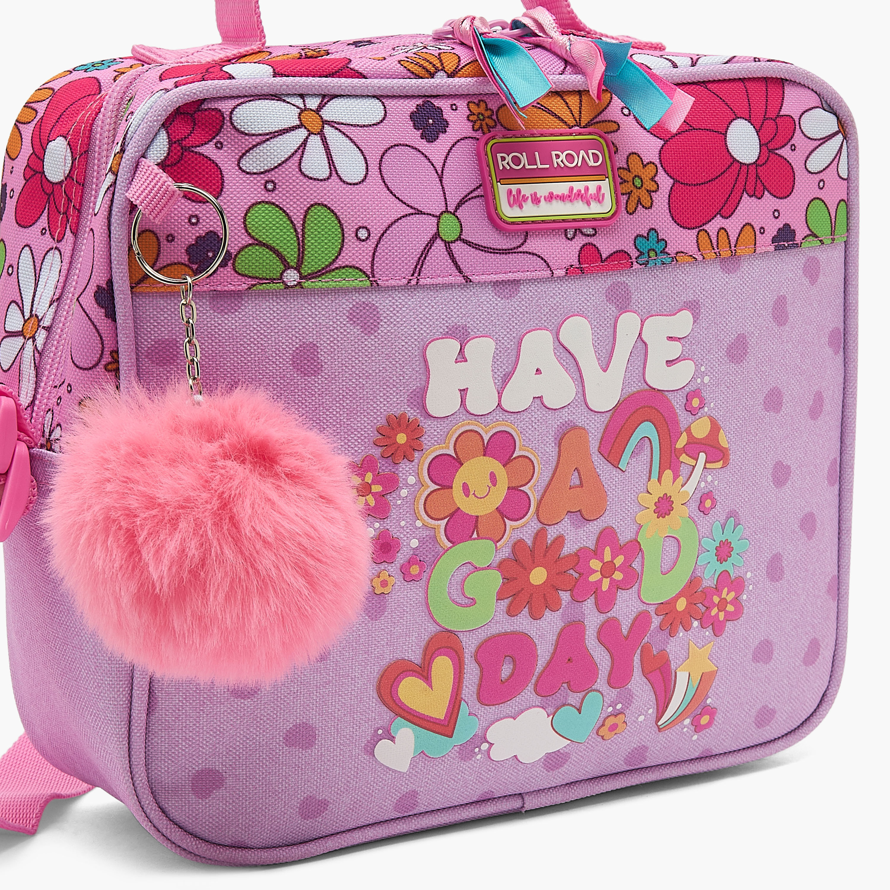 Roll Road Slogan Print Lunch Bag for Kids 8-13 Years with Zip Closure-school-lunchessentials-lunchbags-image-3