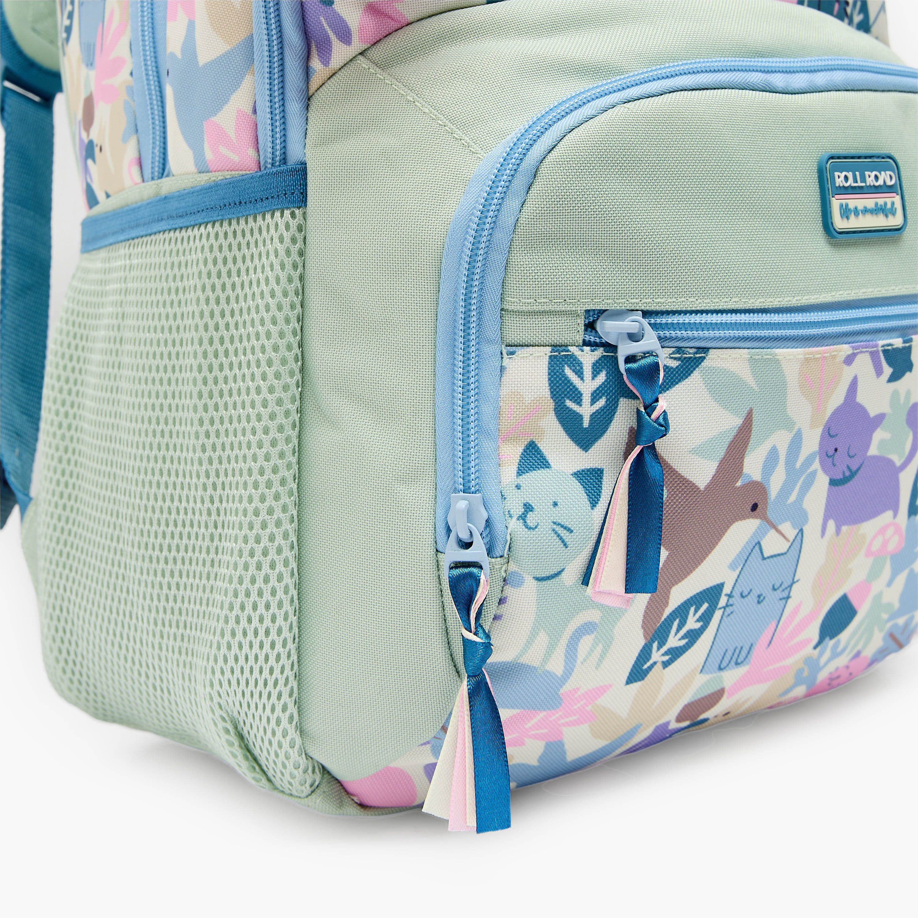 Roll Road Cat Print Backpack for Girls 8-13 Years with Adjustable Shoulder Straps - 18.1 inch-school-bagsandbackpacks-backpacks-image-4