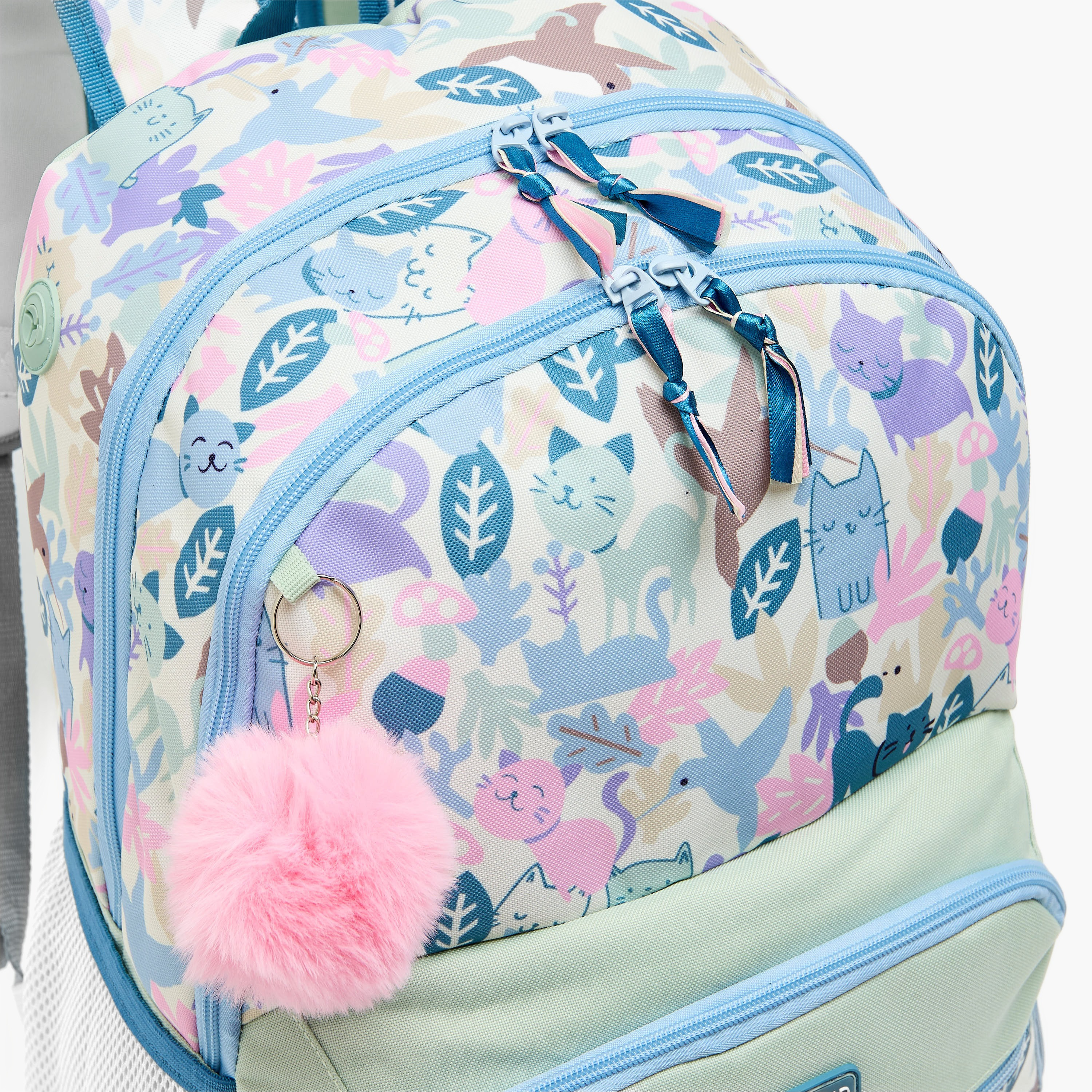 Roll Road Cat Print Backpack for Girls 8-13 Years with Adjustable Shoulder Straps - 18.1 inch-school-bagsandbackpacks-backpacks-image-6