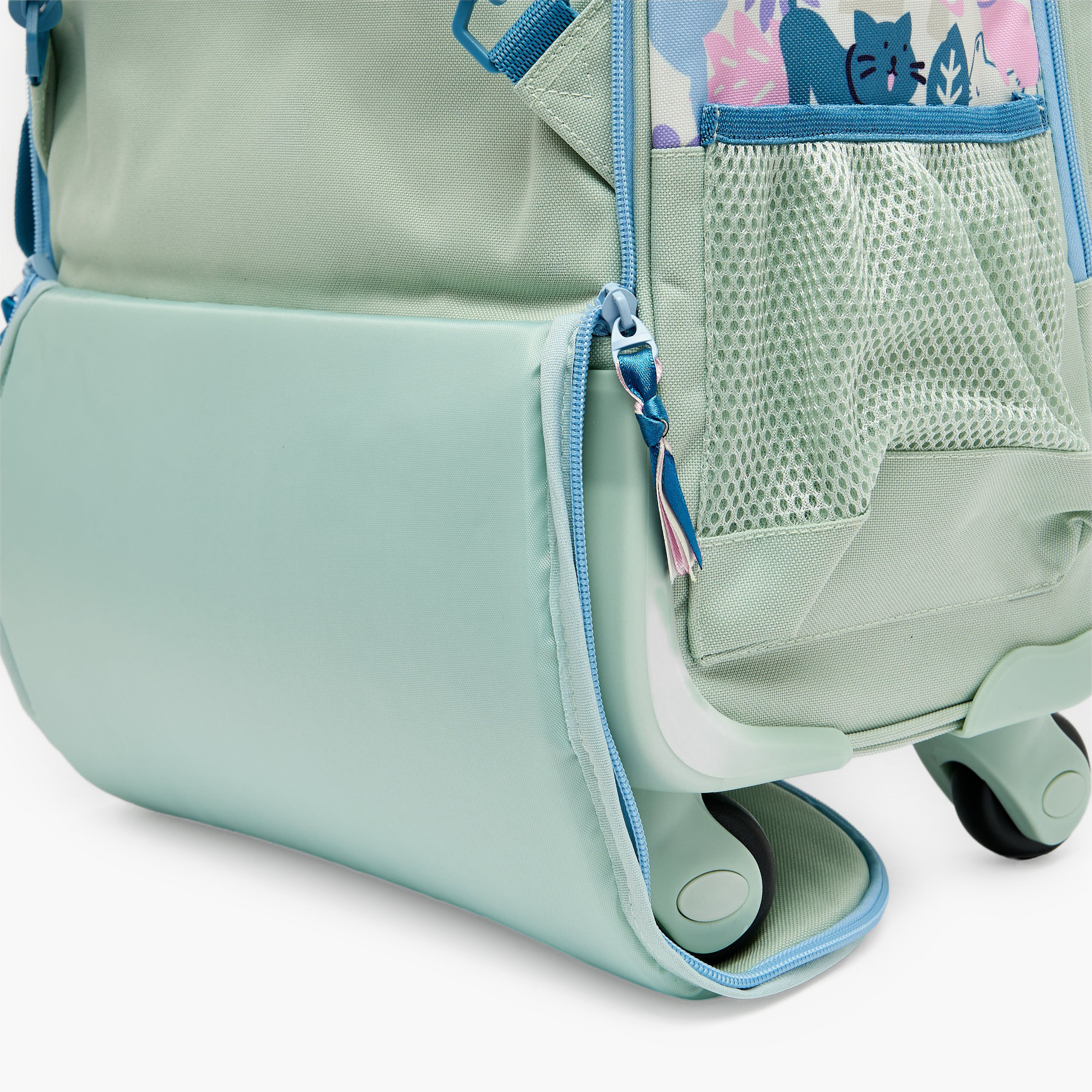Roll Road Cat Print Trolley Backpack for Girls 8-13 Years with Retractable Handle - 17.3 inch-school-bagsandbackpacks-trolleybags-image-13