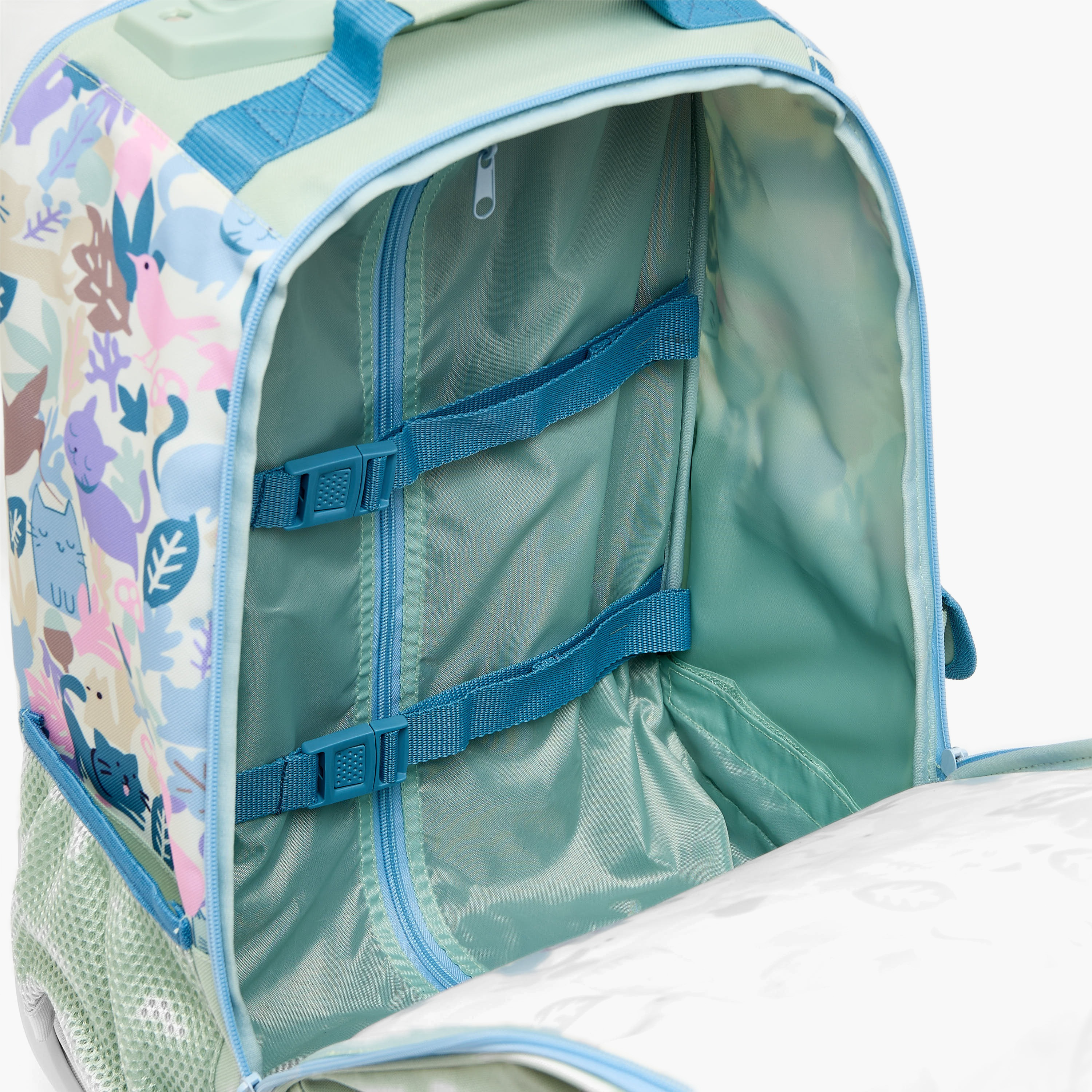 Roll Road Cat Print Trolley Backpack for Girls 8-13 Years with Retractable Handle - 17.3 inch-school-bagsandbackpacks-trolleybags-image-7