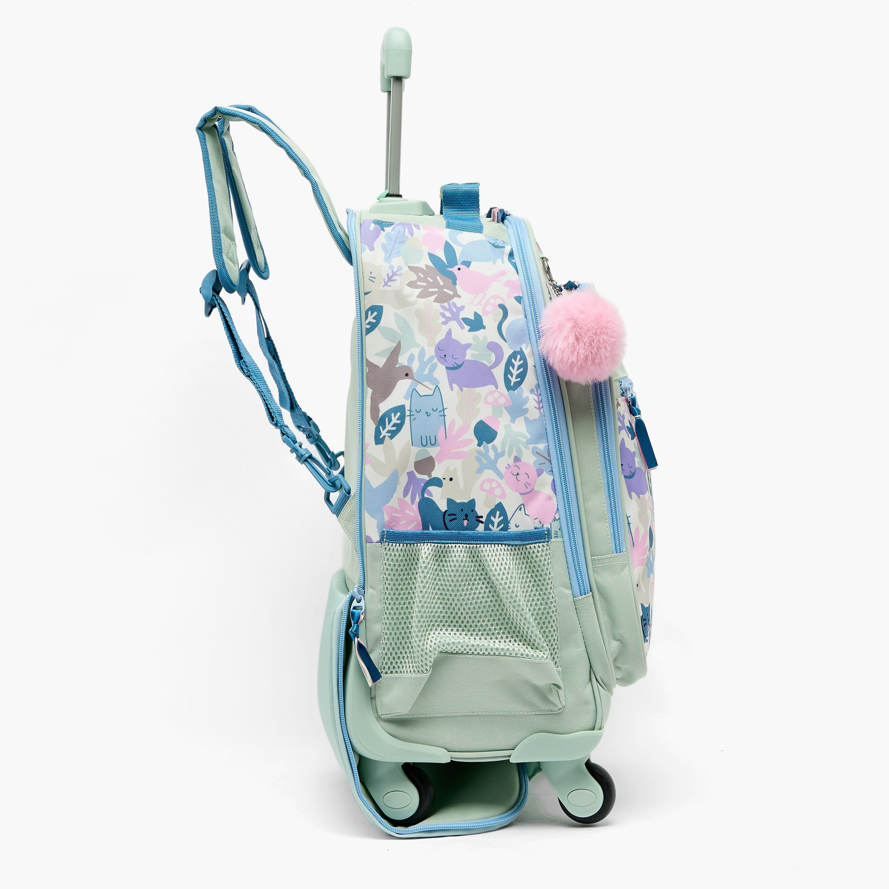 Roll Road Cat Print Trolley Backpack for Girls 8-13 Years with Retractable Handle - 17.3 inch-school-bagsandbackpacks-trolleybags-image-9