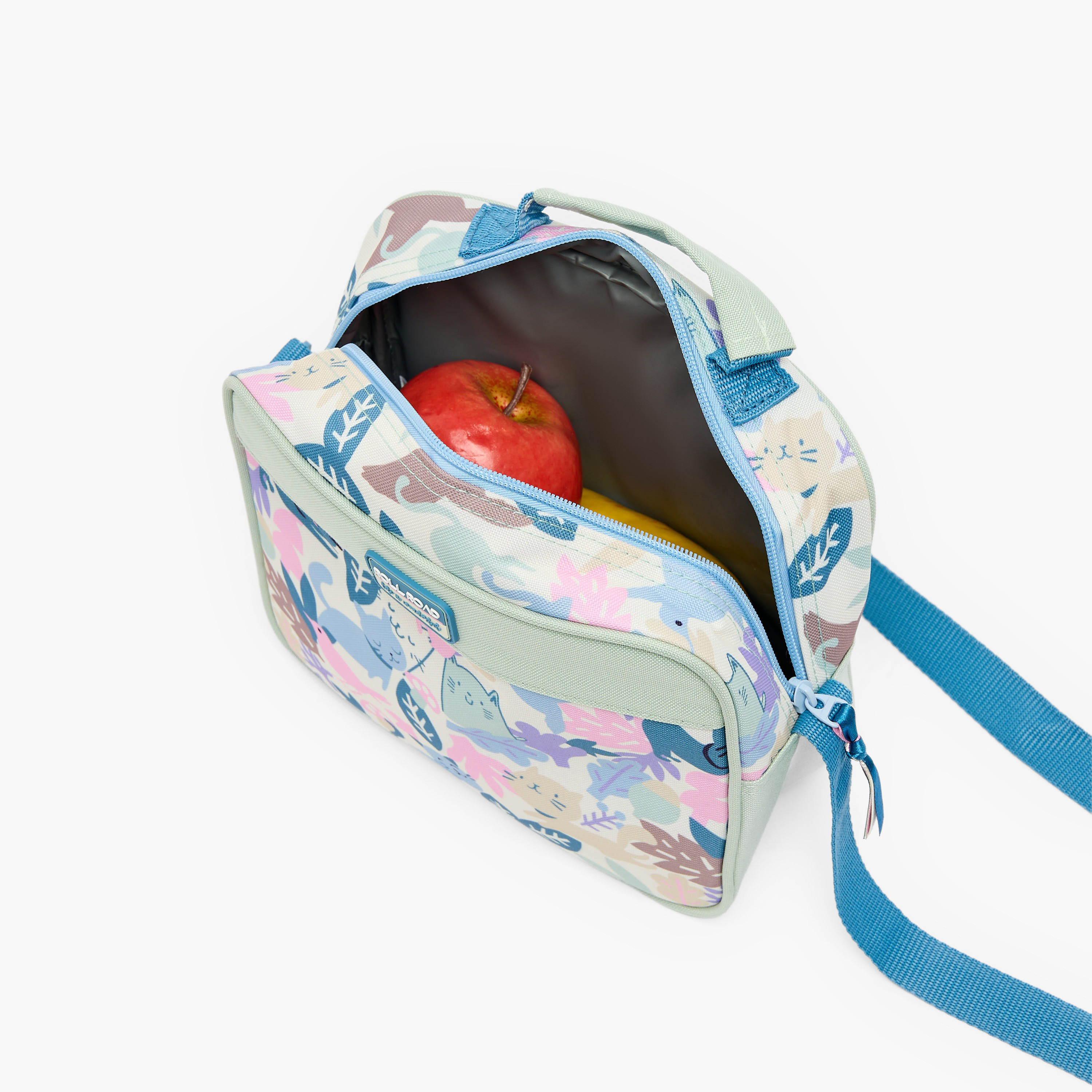 شنطة غداء بطبعات قطة للبنات 8-13 سنة بحزام قابل للتعديل من رول رود-school-lunchessentials-lunchbags-image-4
