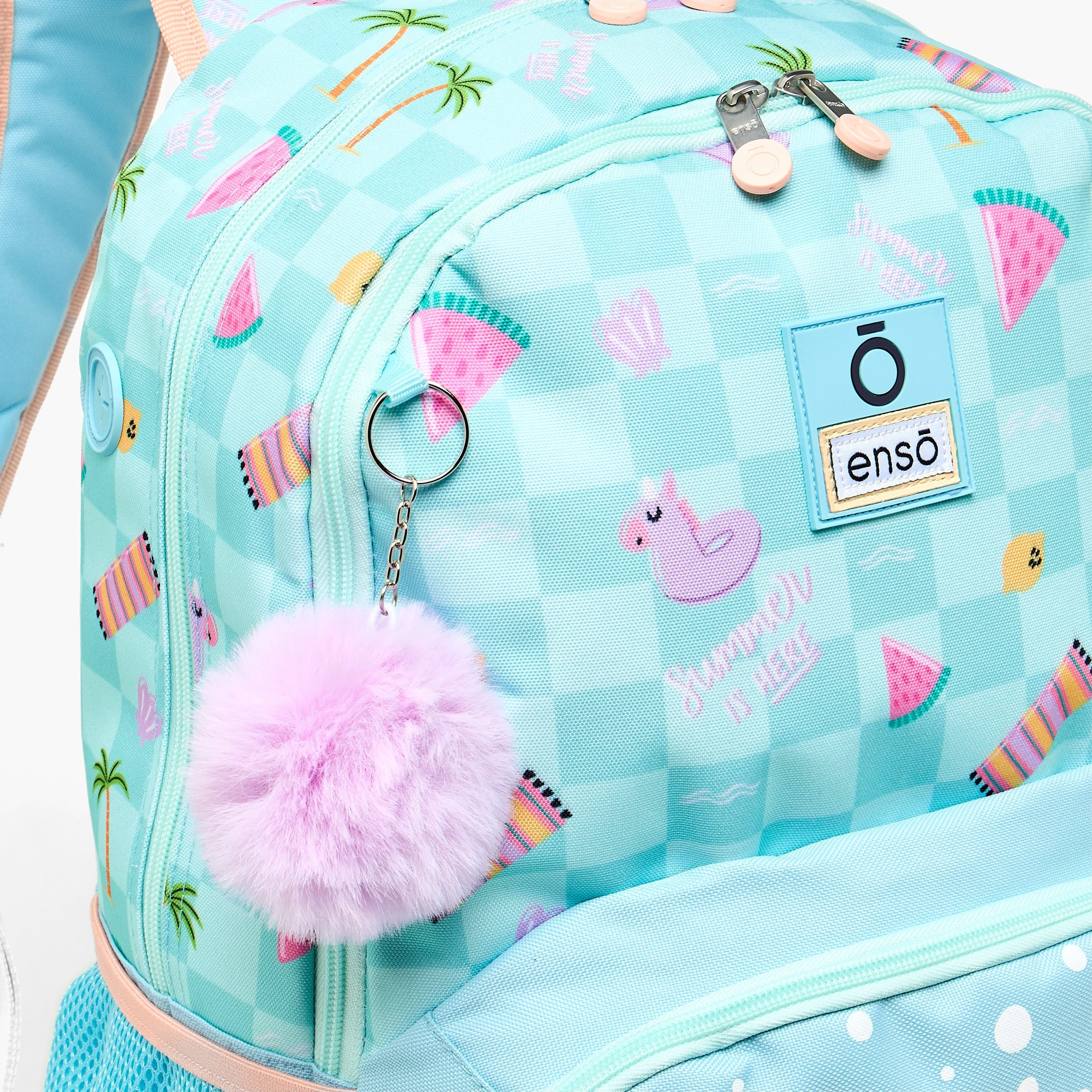 Enso Freedom Printed Backpack for Girls 8-13 Years with Pom Pom Accent - 18 inches-school-bagsandbackpacks-backpacks-image-5
