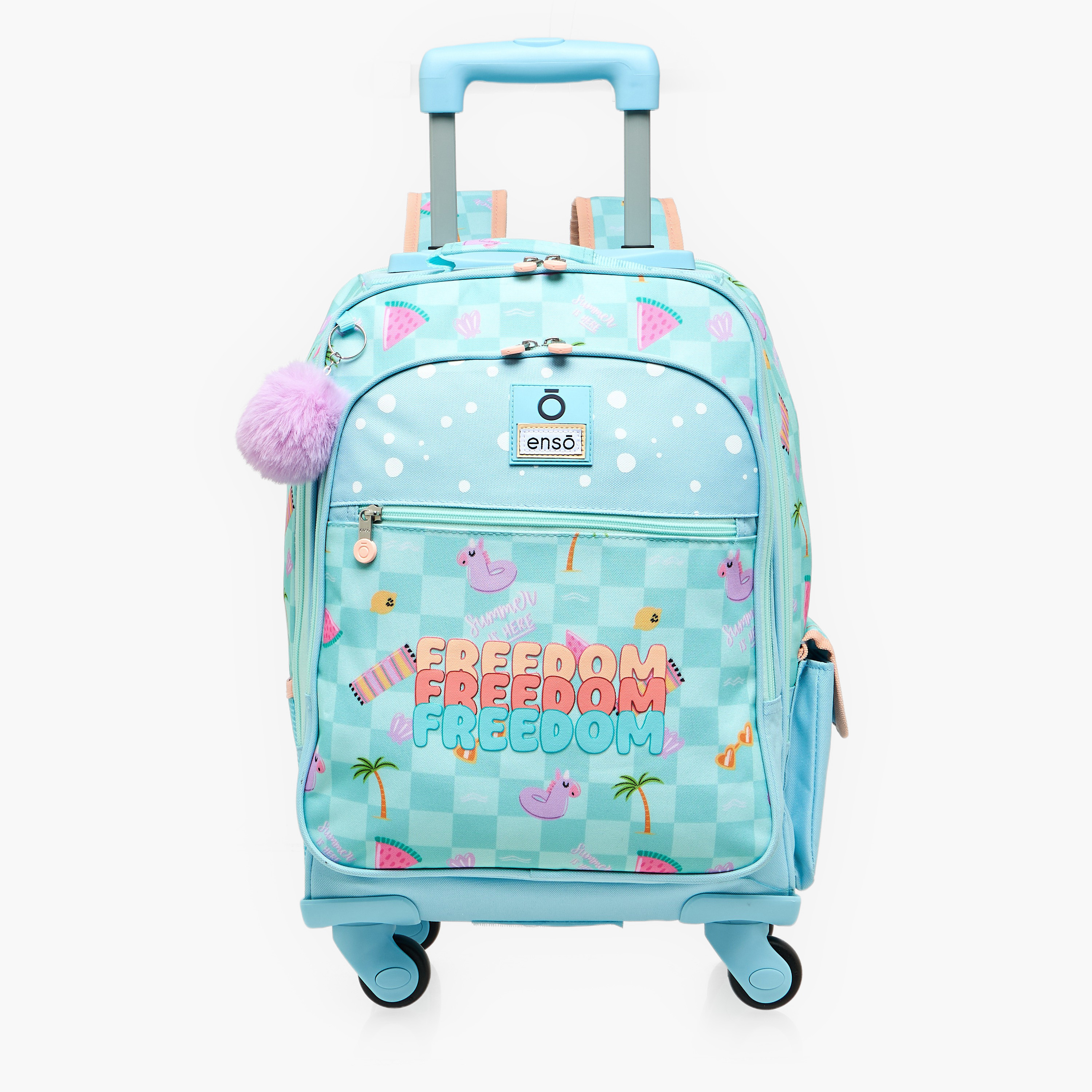 شنطة ظهر ترولي بمقبض قابل للسحب وطبعات للبنات بعمر 8-13 سنة من إنسو - 17 بوصة-school-bagsandbackpacks-trolleybags-image-1