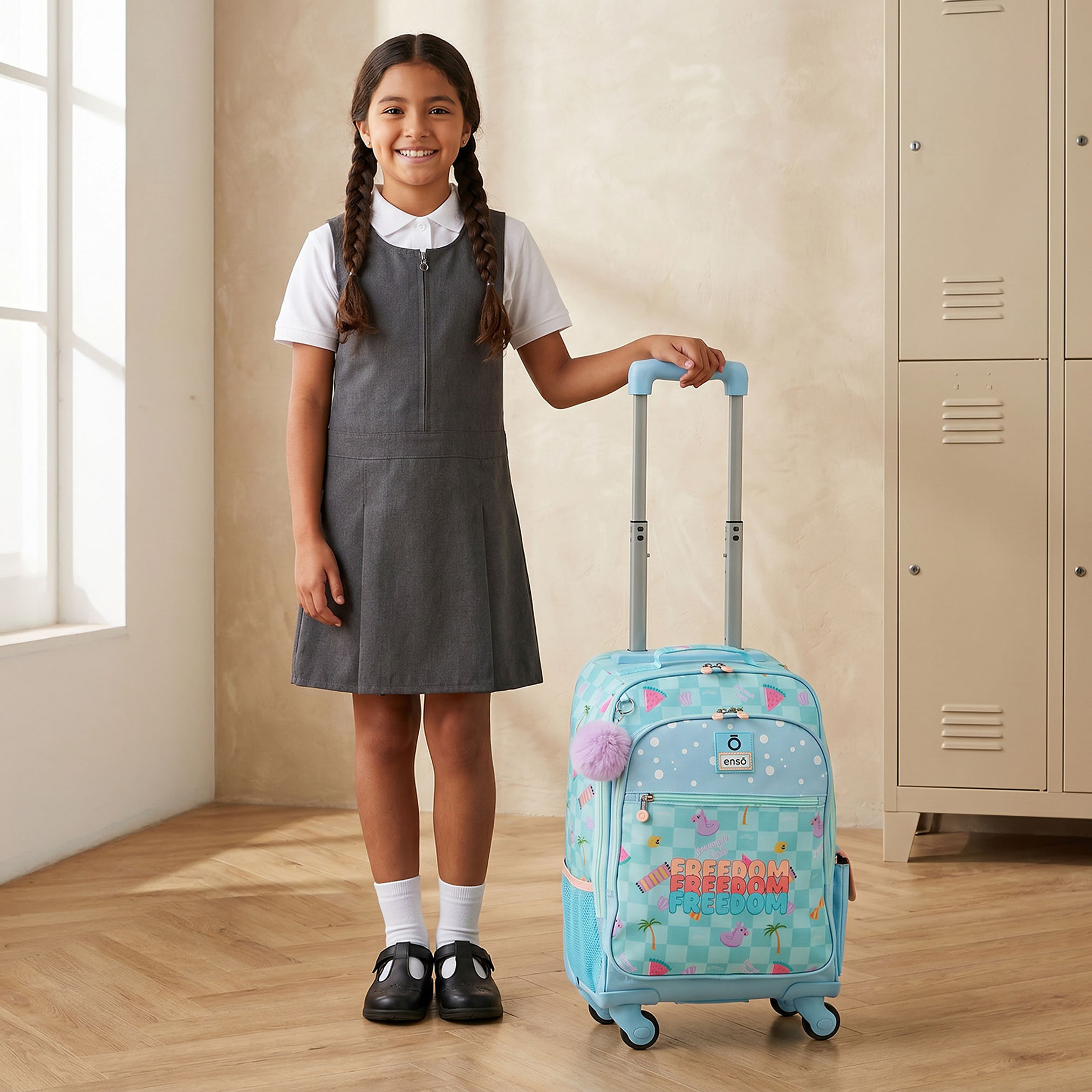 شنطة ظهر ترولي بمقبض قابل للسحب وطبعات للبنات بعمر 8-13 سنة من إنسو - 17 بوصة-school-bagsandbackpacks-trolleybags-image-3