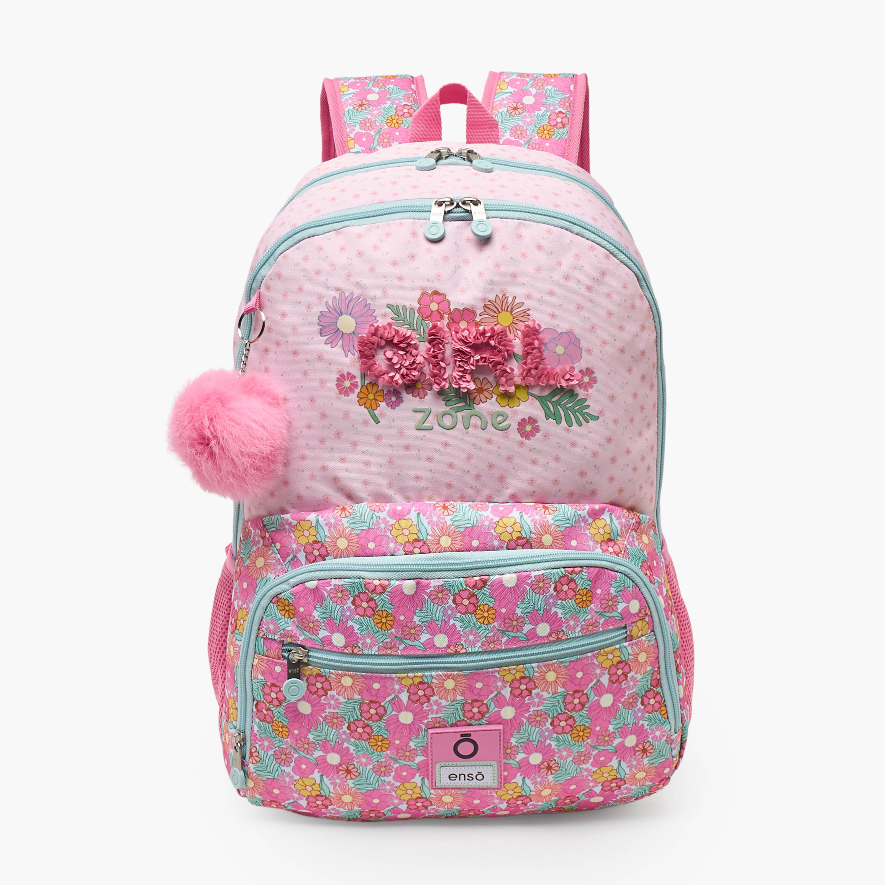 شنطة ظهر بحمالات مبطنة وطبعات زهرية للبنات من 8-12 سنة من إنسو - 18 بوصة-school-bagsandbackpacks-backpacks-image-1